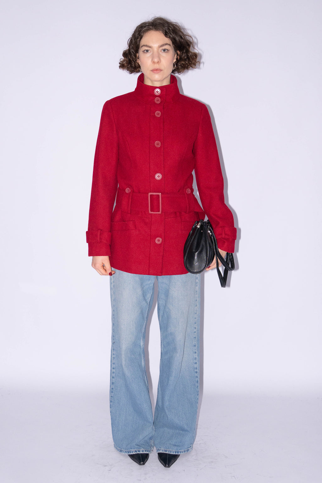 Red Mid-Season Jacket Wool - Size S