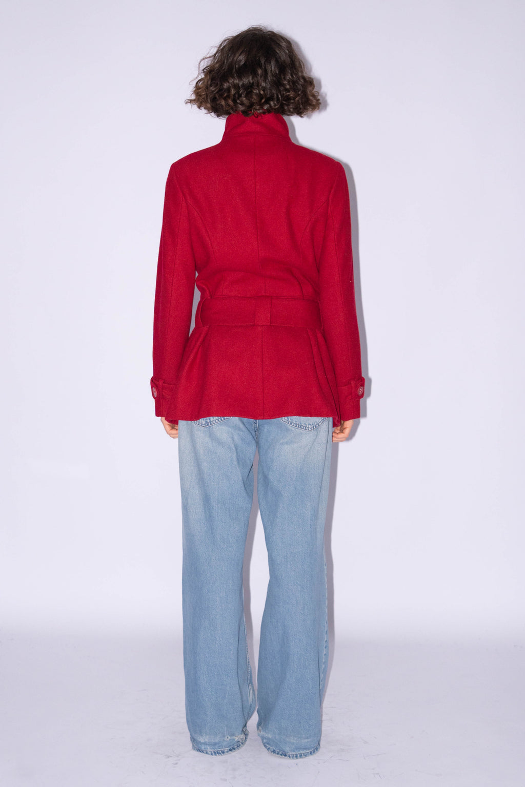 Red Mid-Season Jacket Wool - Size S