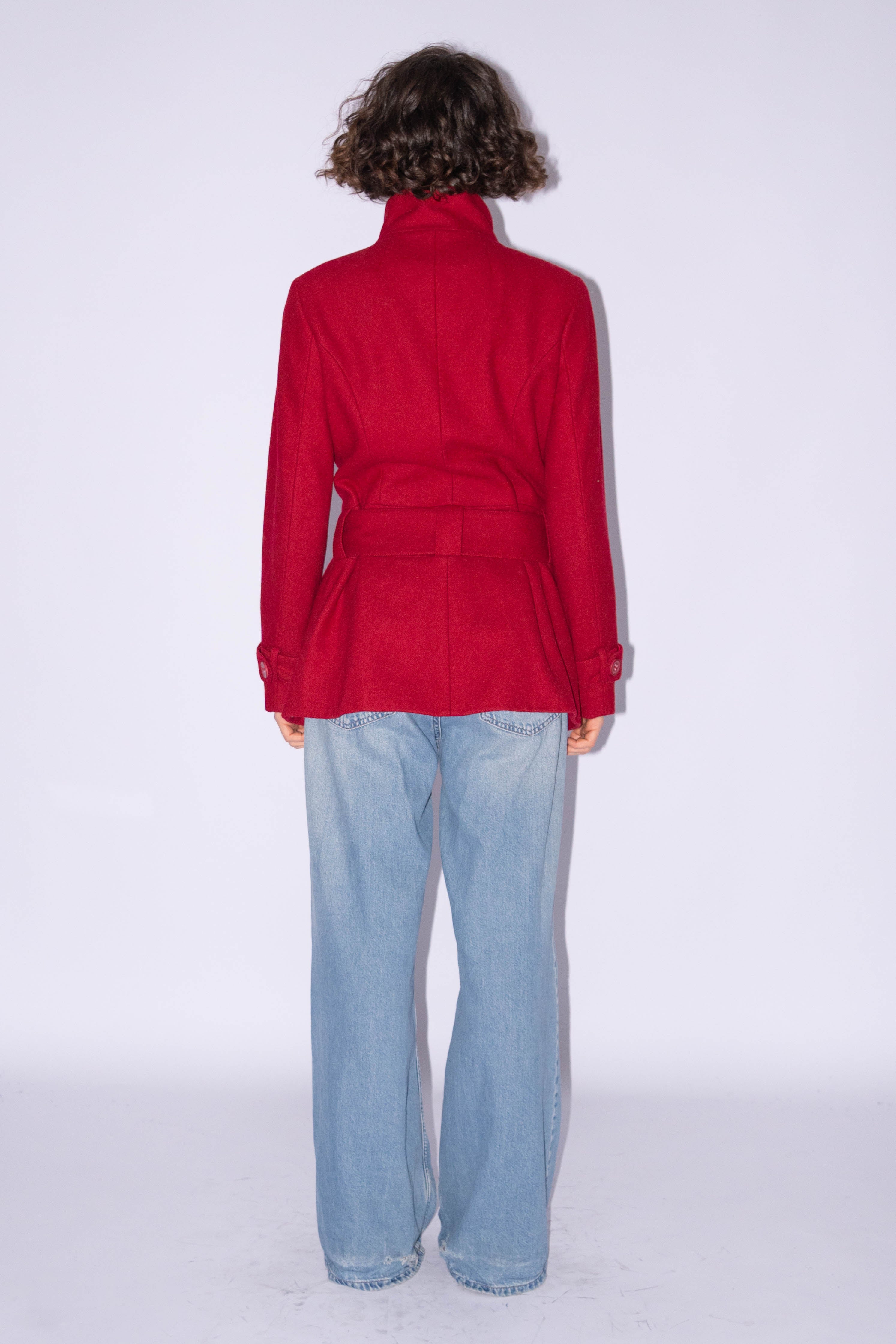 Red Mid-Season Jacket Wool