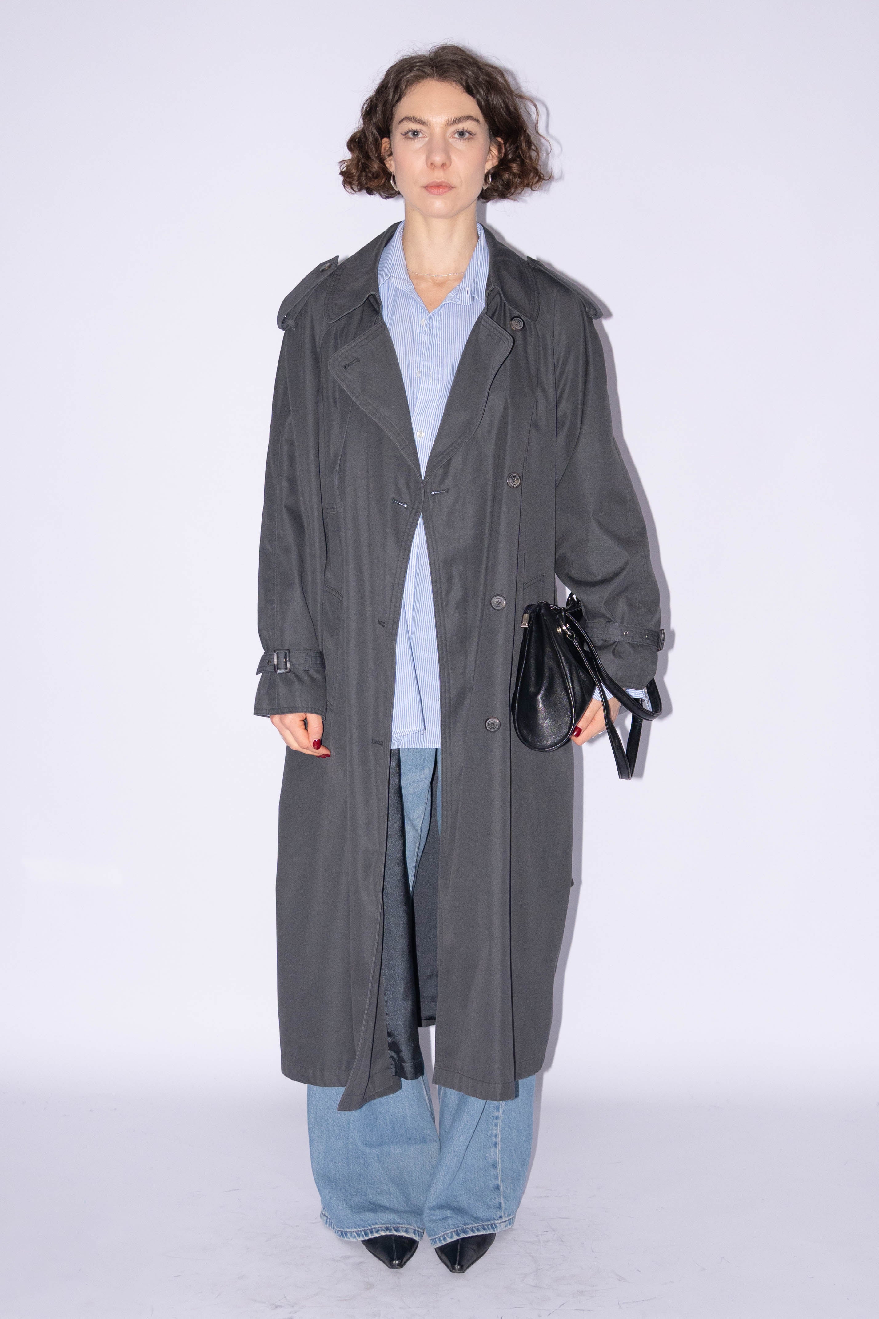 Grey Trenchcoat Cotton Mix