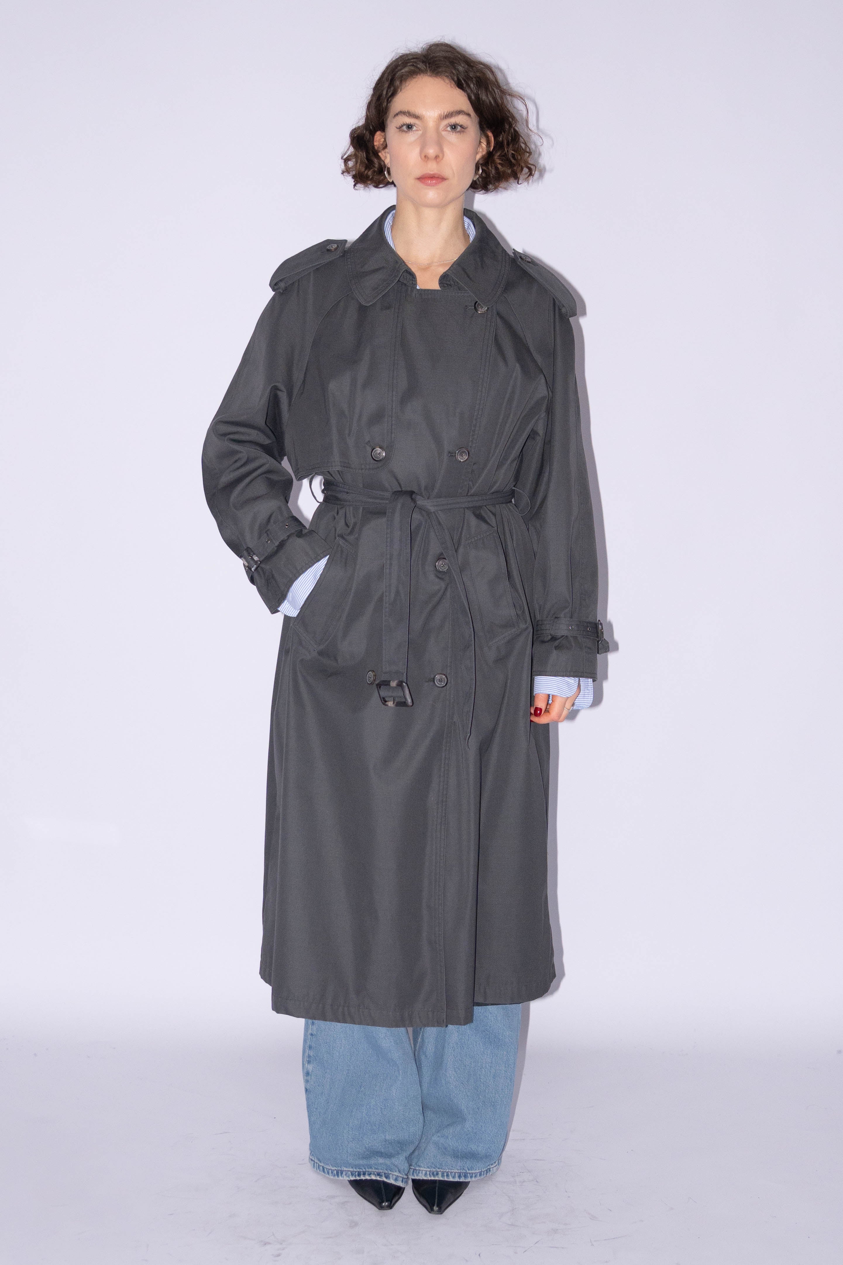 Grey Trenchcoat Cotton Mix  - Size XL
