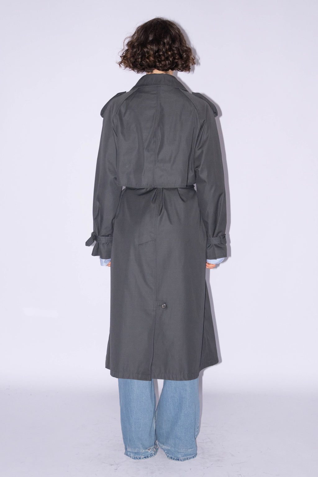 Grey Trenchcoat Cotton Mix  - Size XL