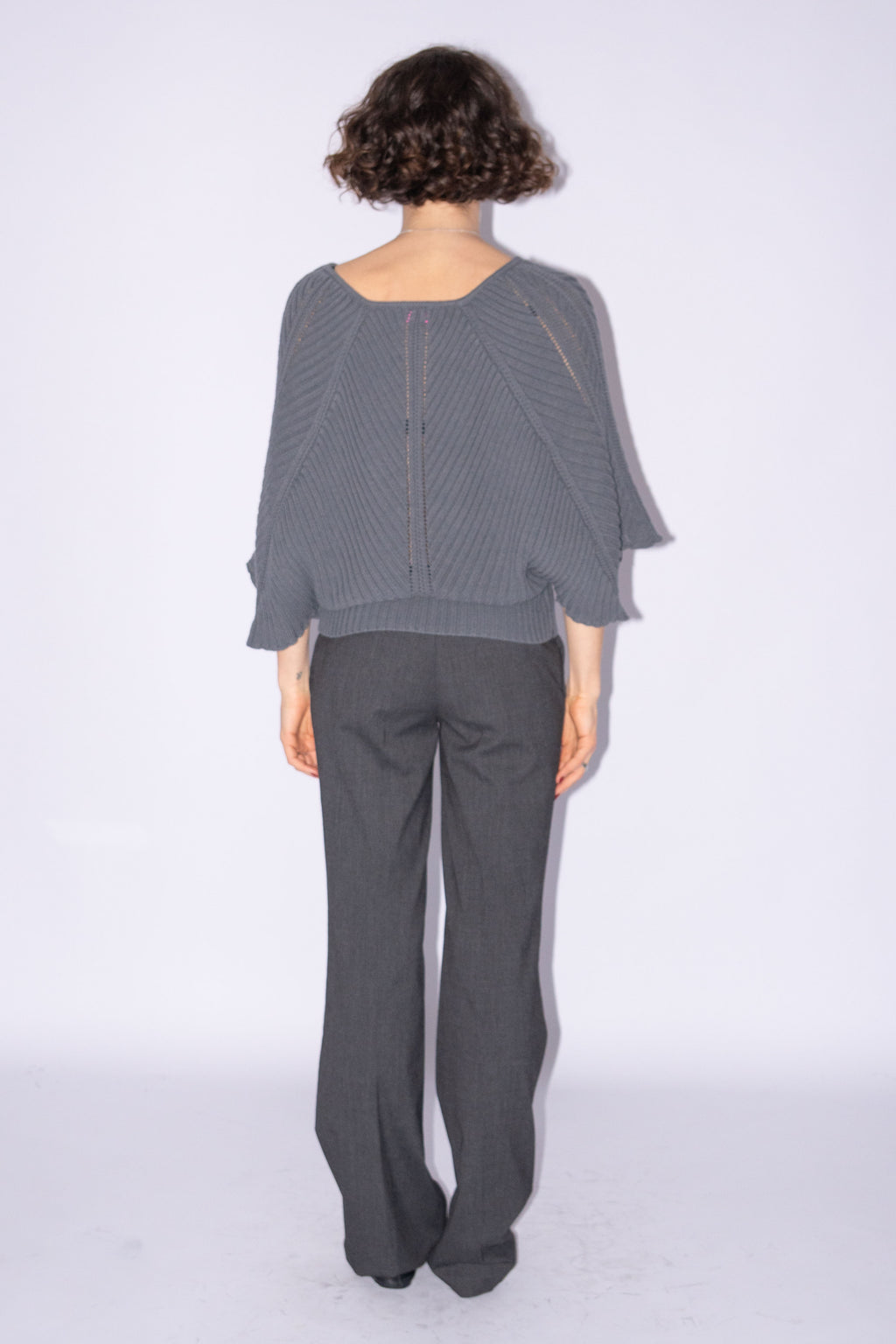 Grey Knit Butterfly Top Cotton Mix - Size M