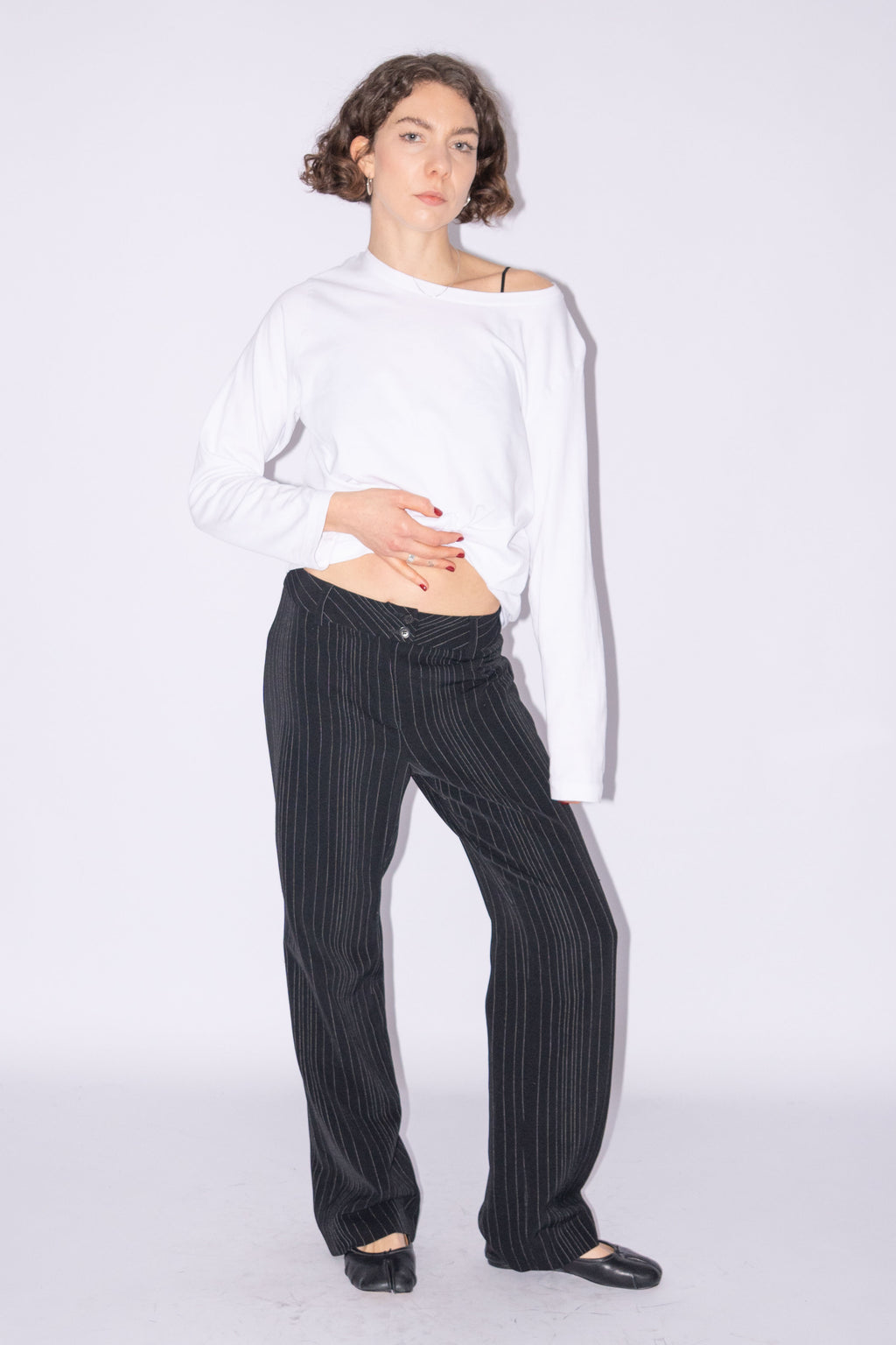 Pinstripe Pants Wool Straight - Size M
