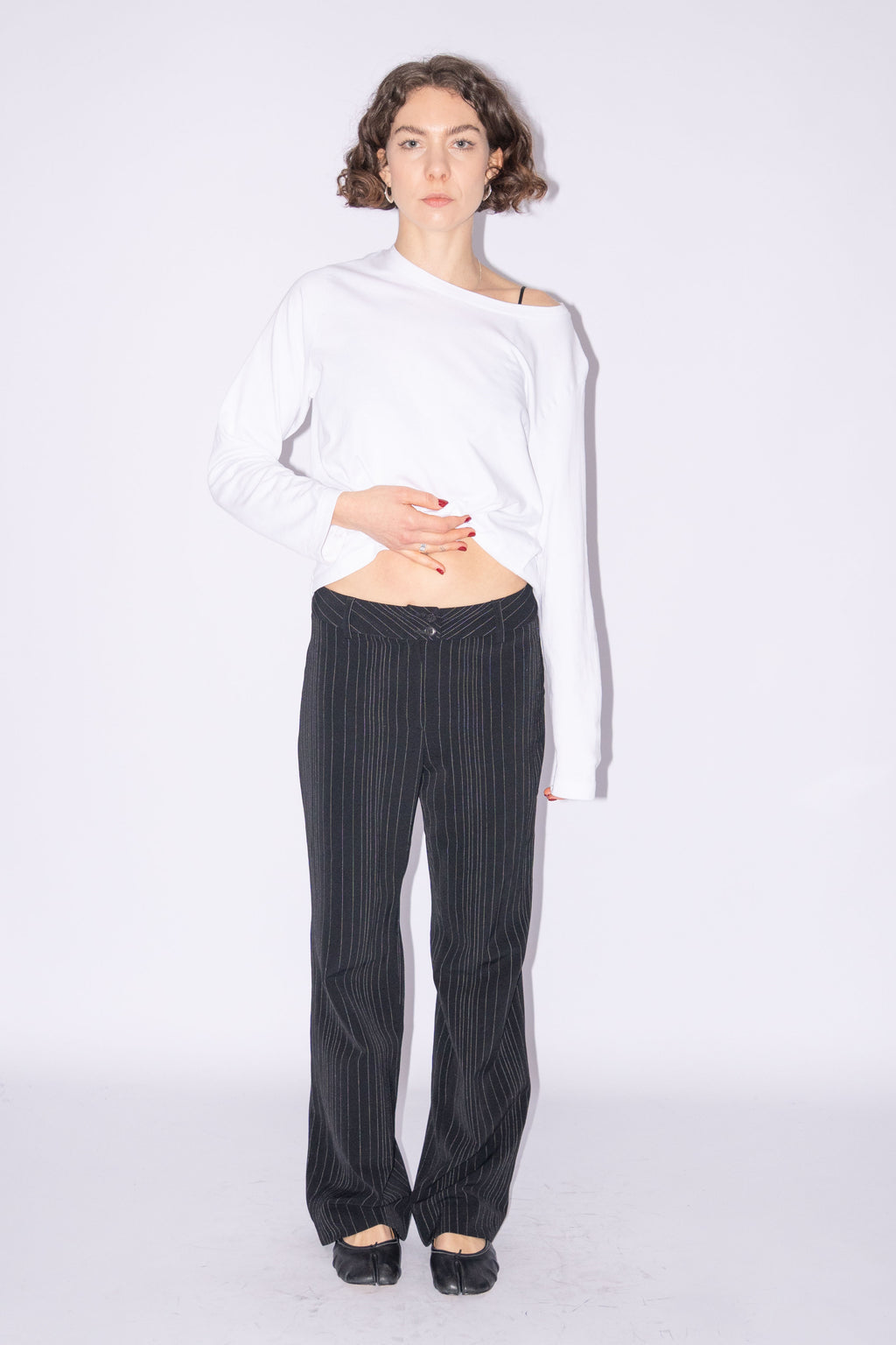 Pinstripe Pants Wool Straight - Size M