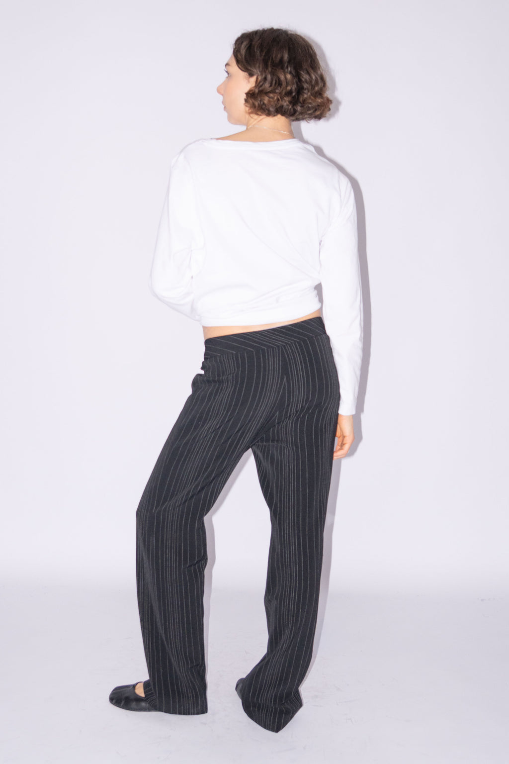 Pinstripe Pants Wool Straight - Size M