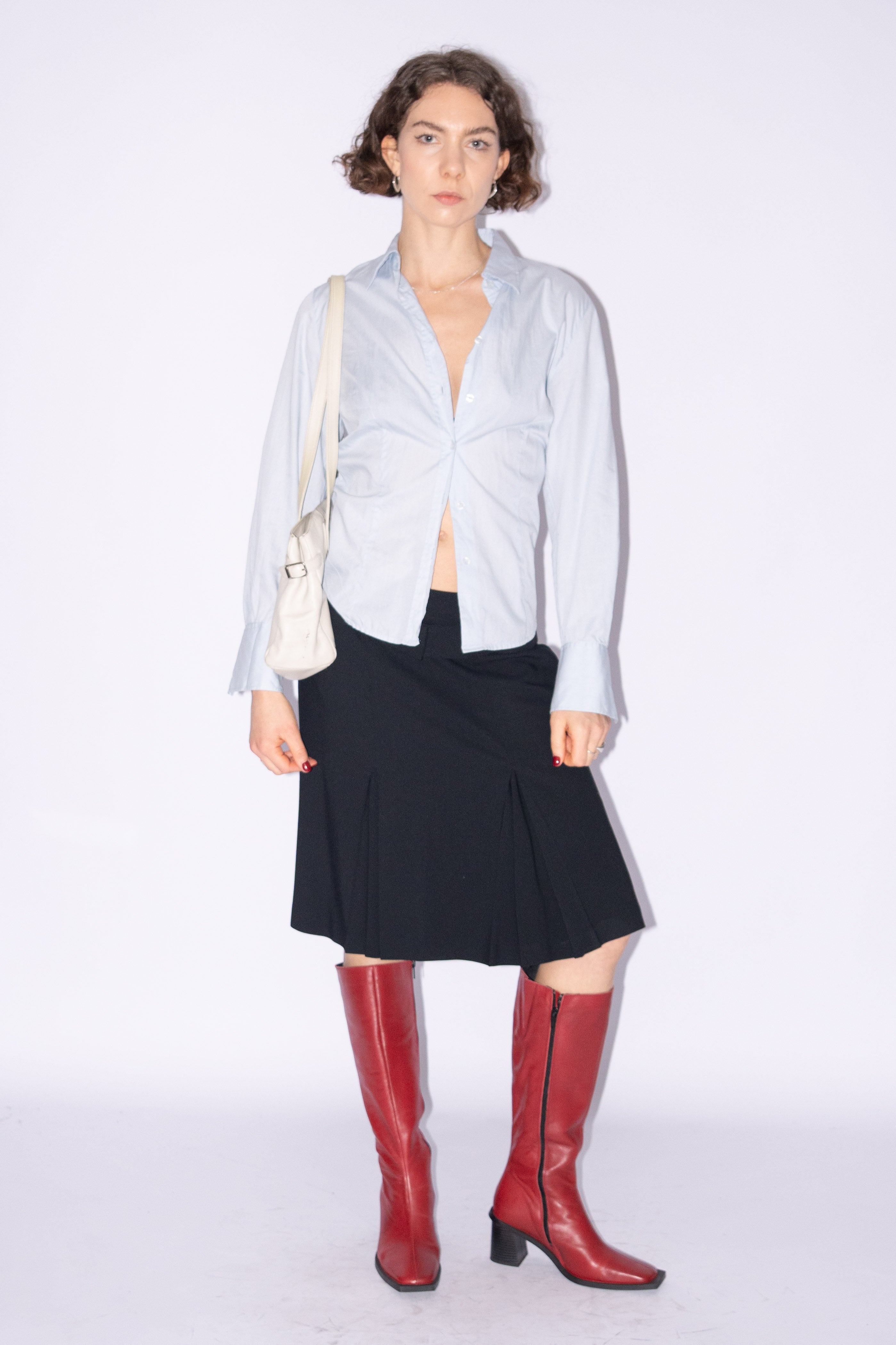 Ice Blue Tailored Blouse