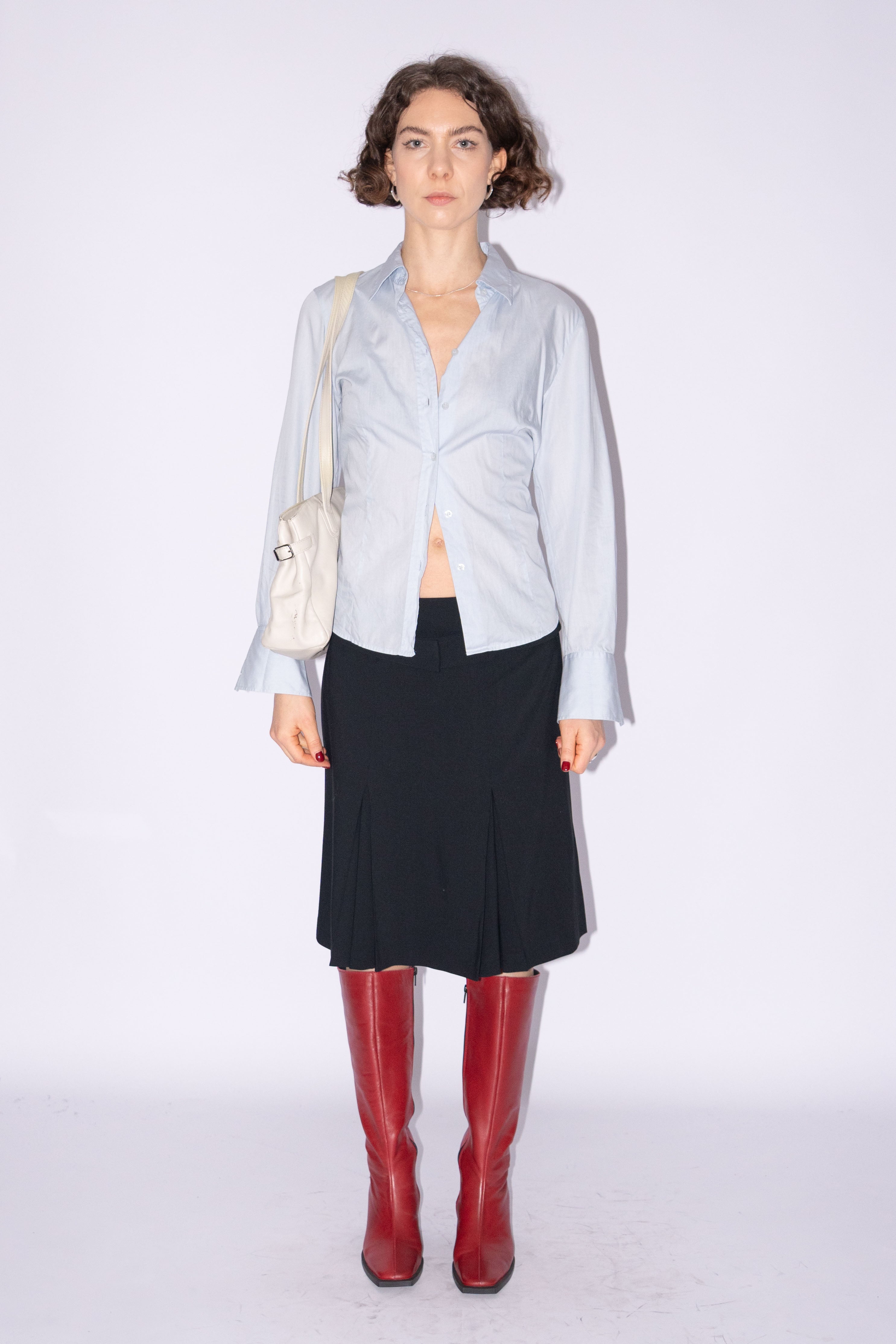 Ice Blue Tailored Blouse