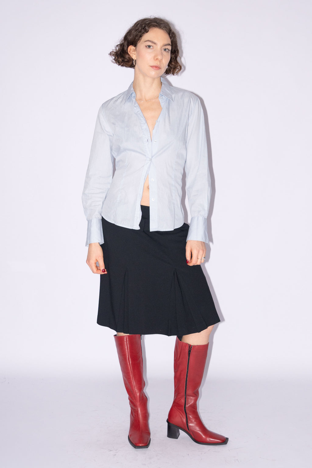 Ice Blue Tailored Blouse - Size M