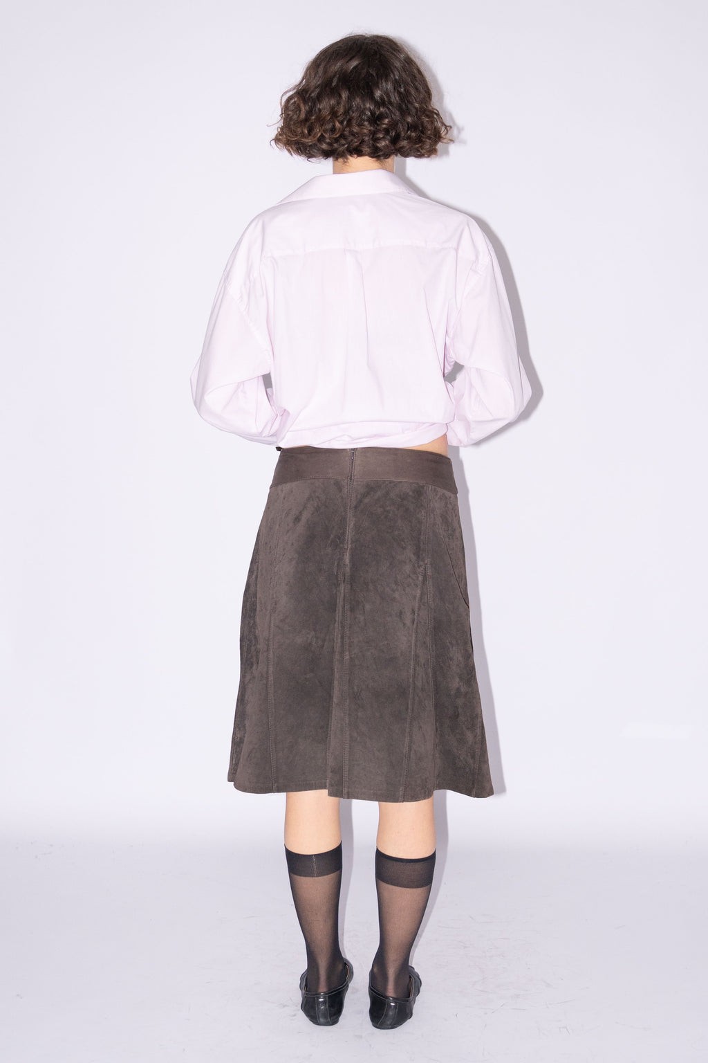 Brown Suede Skirt With Belt - Size M