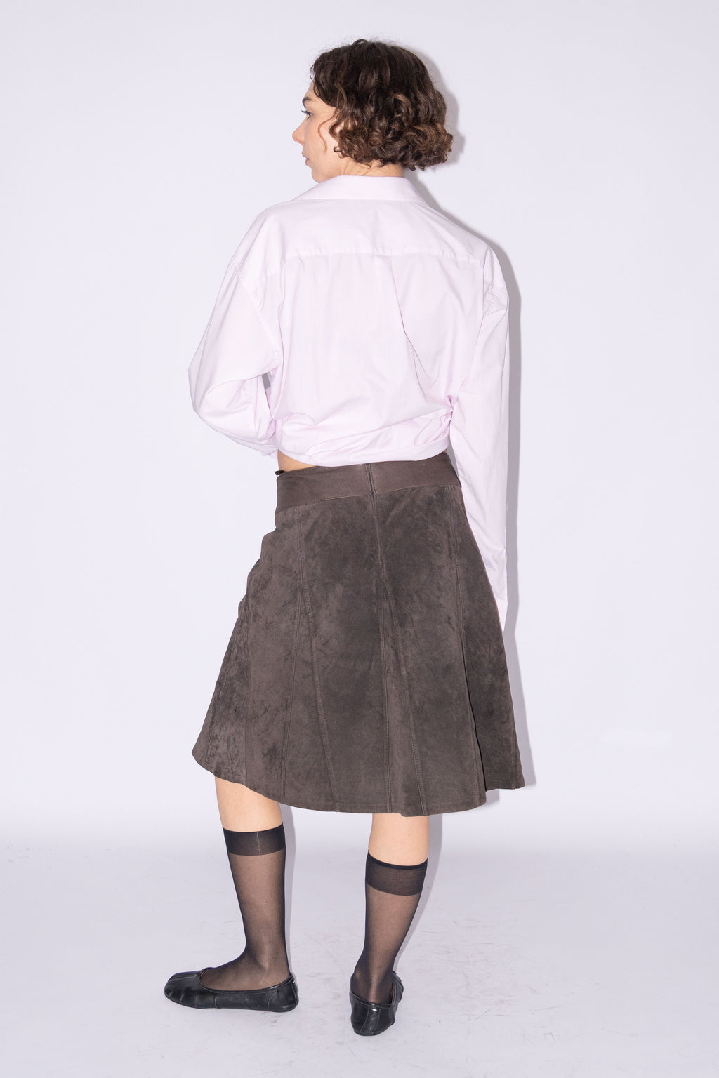 Brown Suede Skirt With Belt - Size M