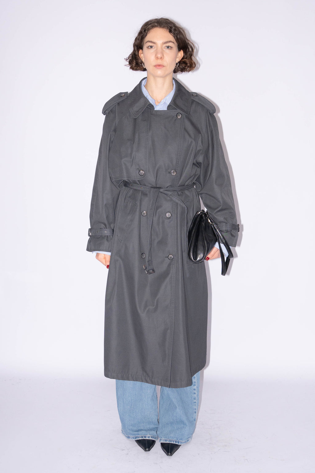 Grey Trenchcoat Cotton Mix  - Size XL