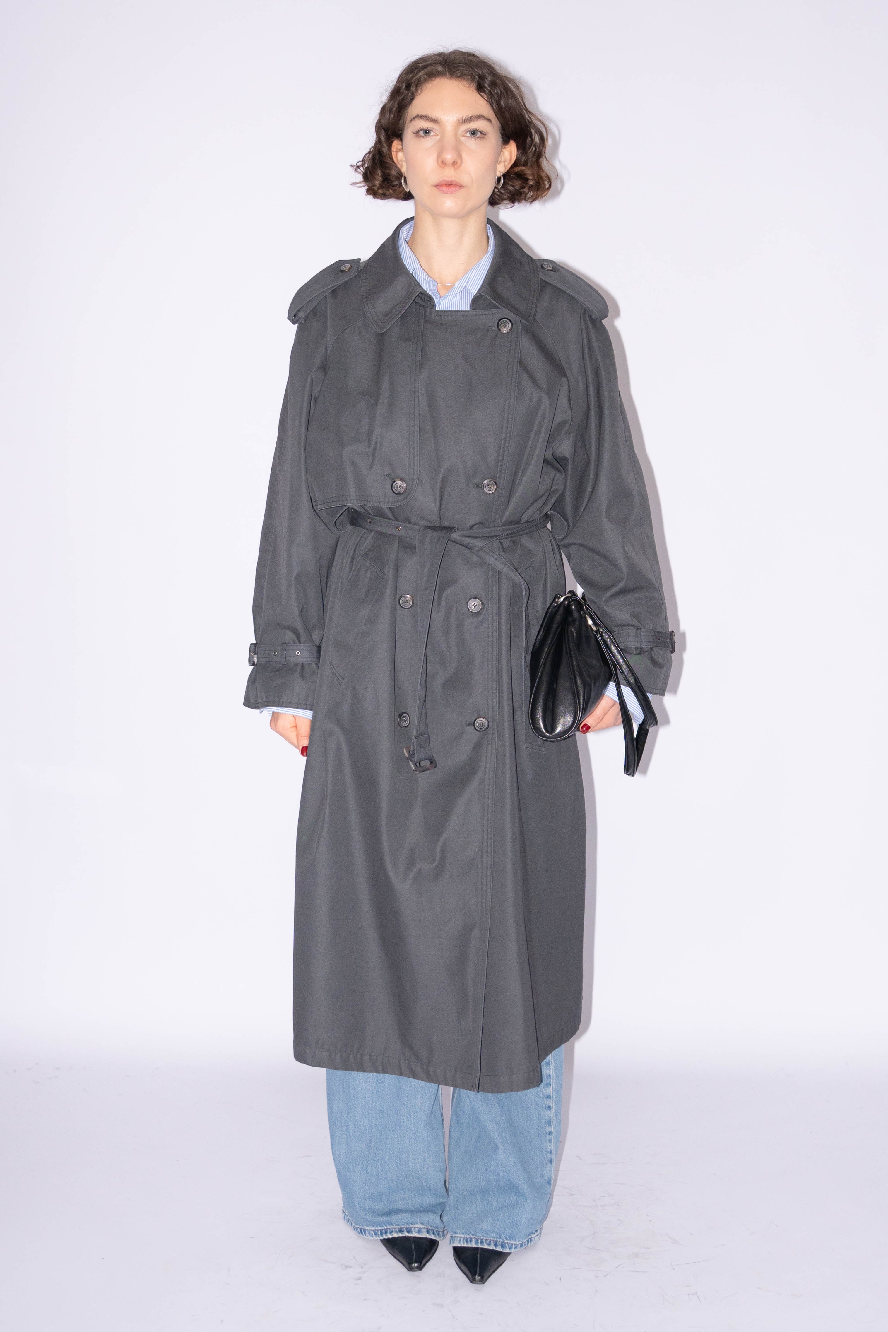Grey Trenchcoat Cotton Mix