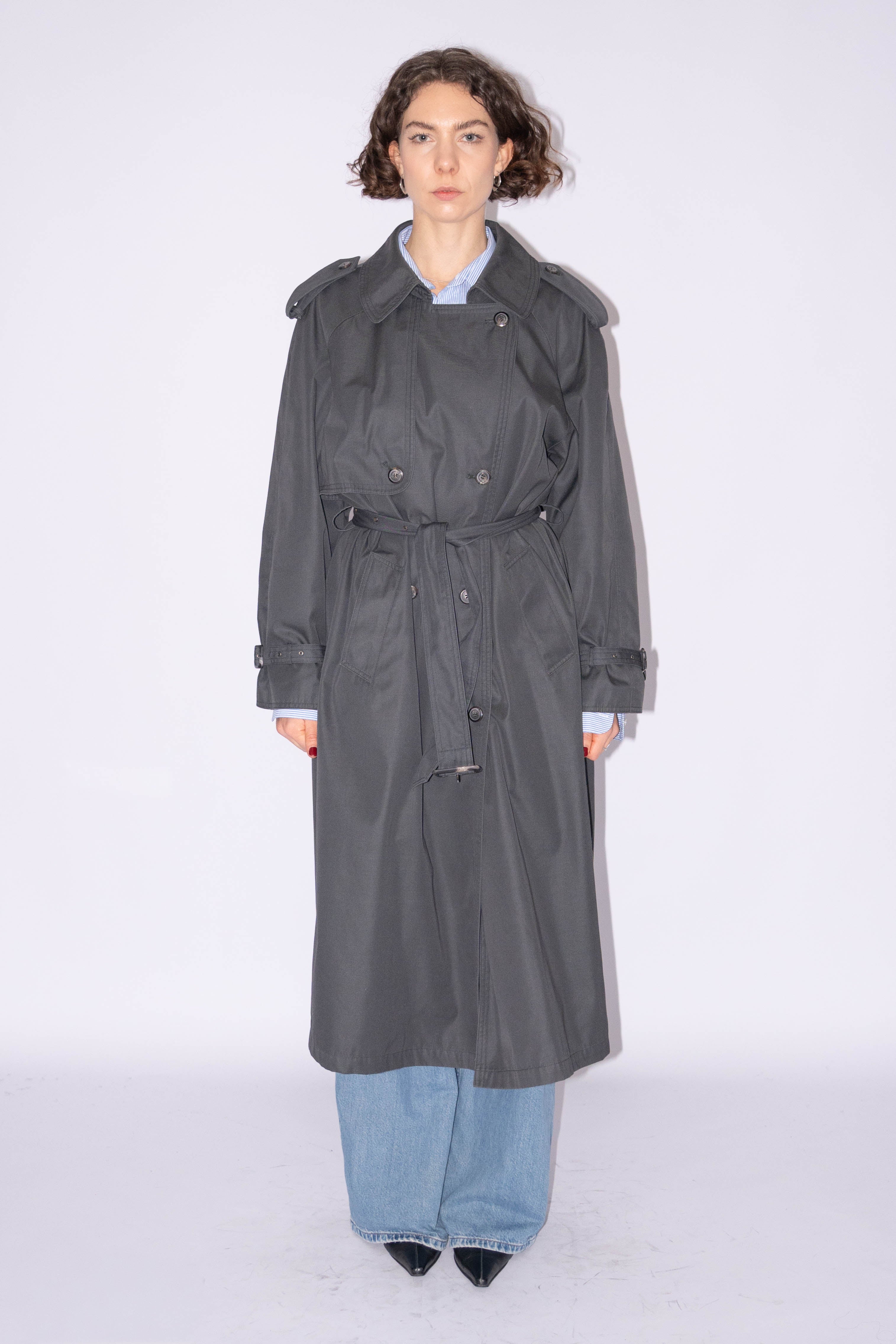 Grey Trenchcoat Cotton Mix  - Size XL