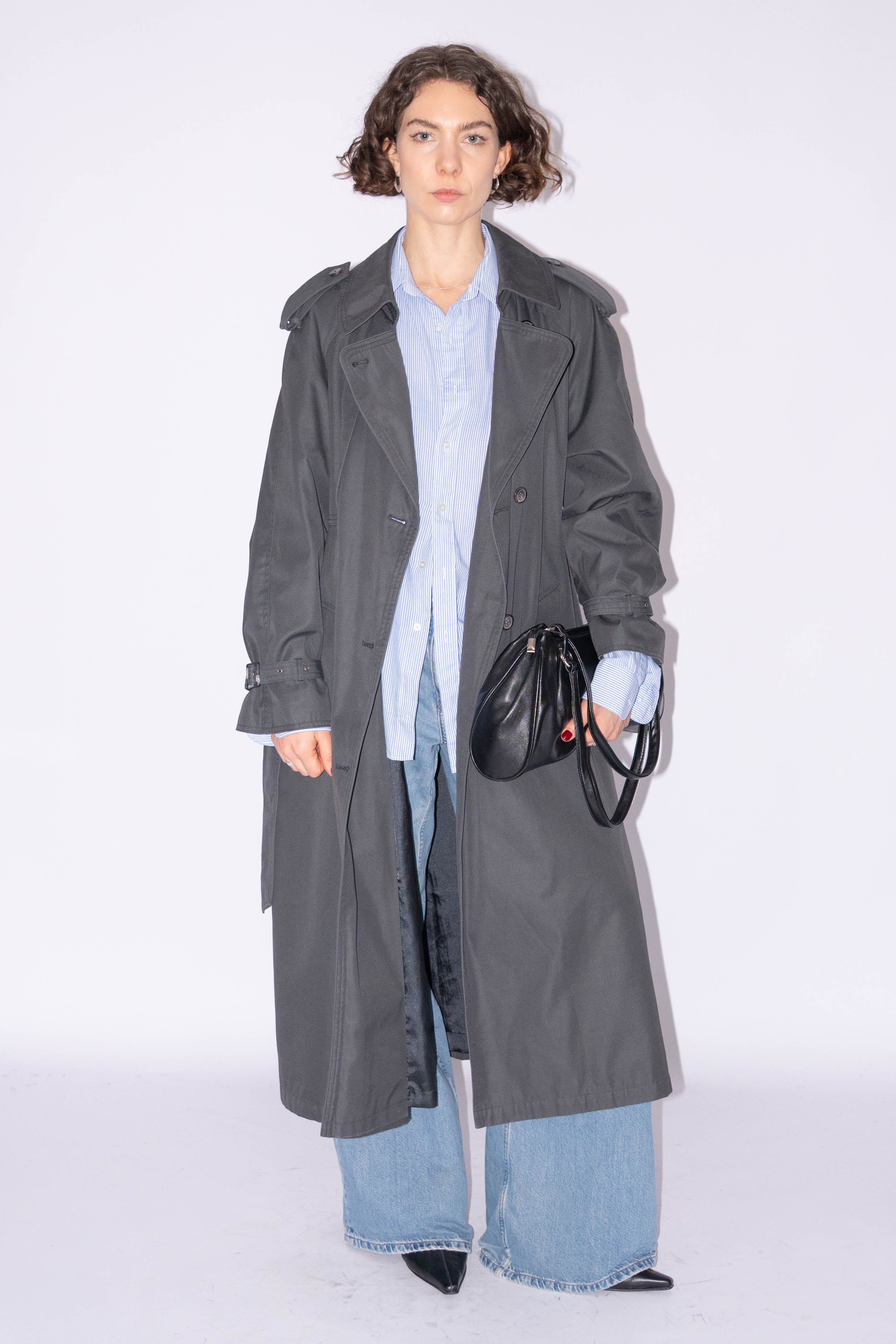 Grey Trenchcoat Cotton Mix