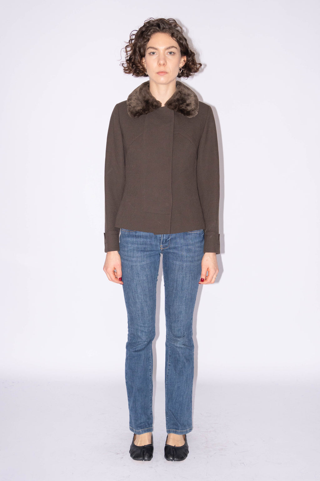 Wool Short Jacket With Fur Detail - Size S/M