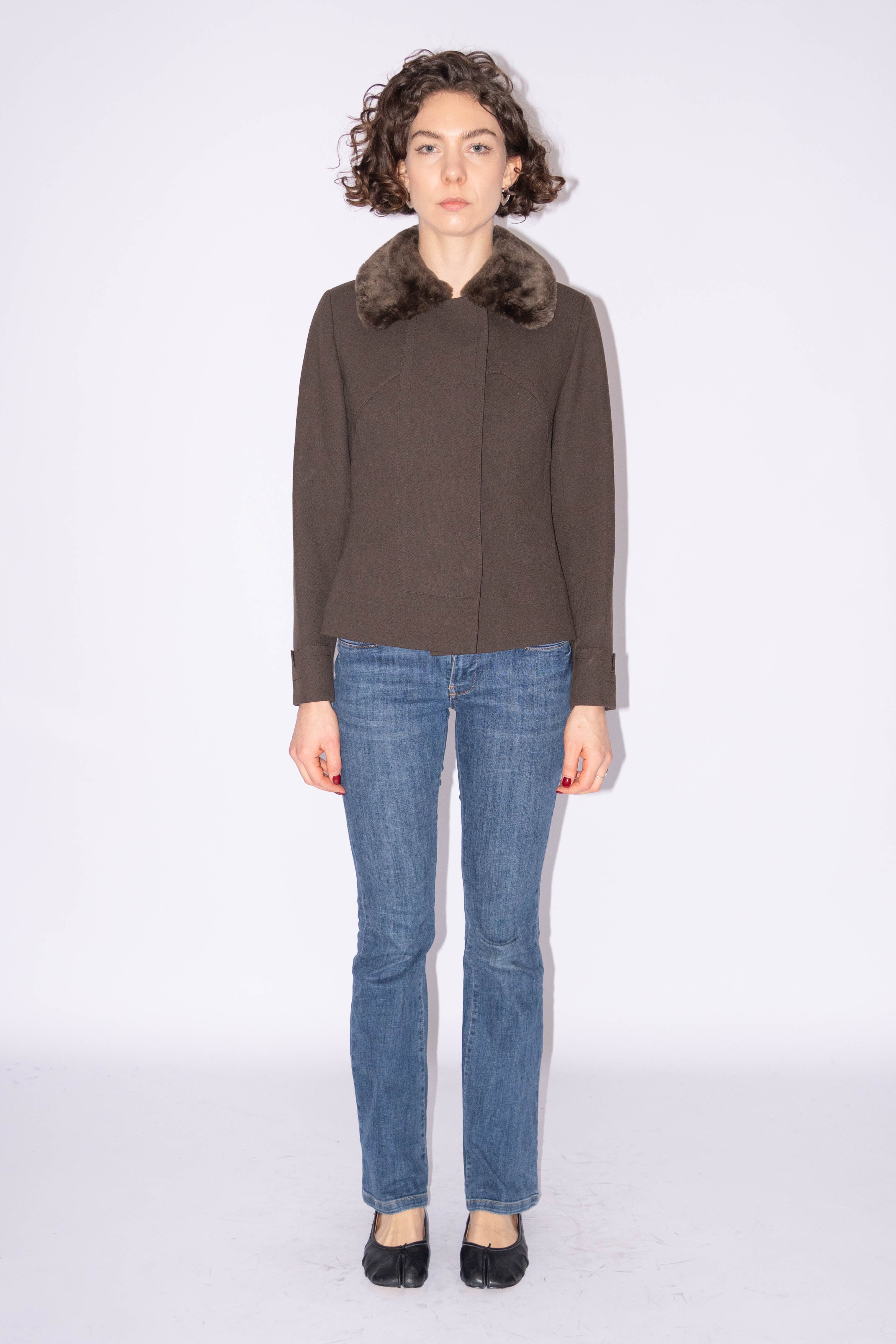 Wool Short Jacket With Fur Detail