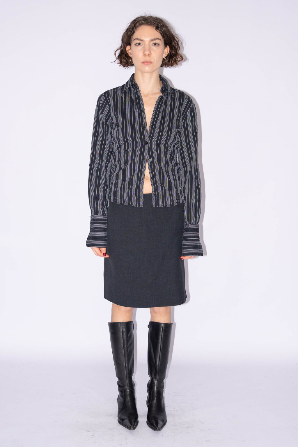 Black Striped Blouse - Size M