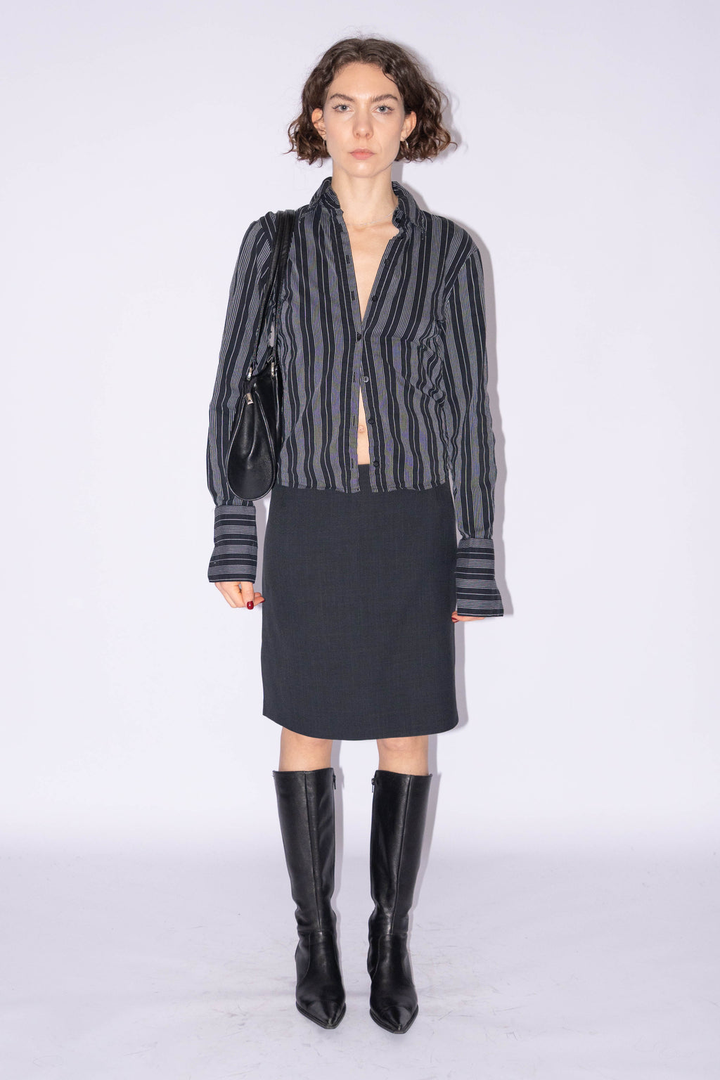Black Striped Blouse - Size M