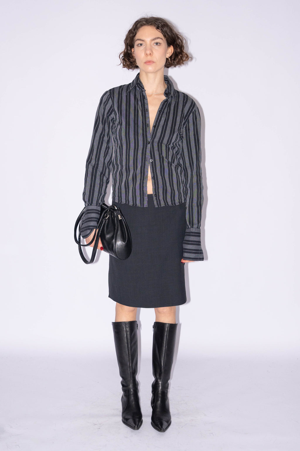 Black Striped Blouse - Size M