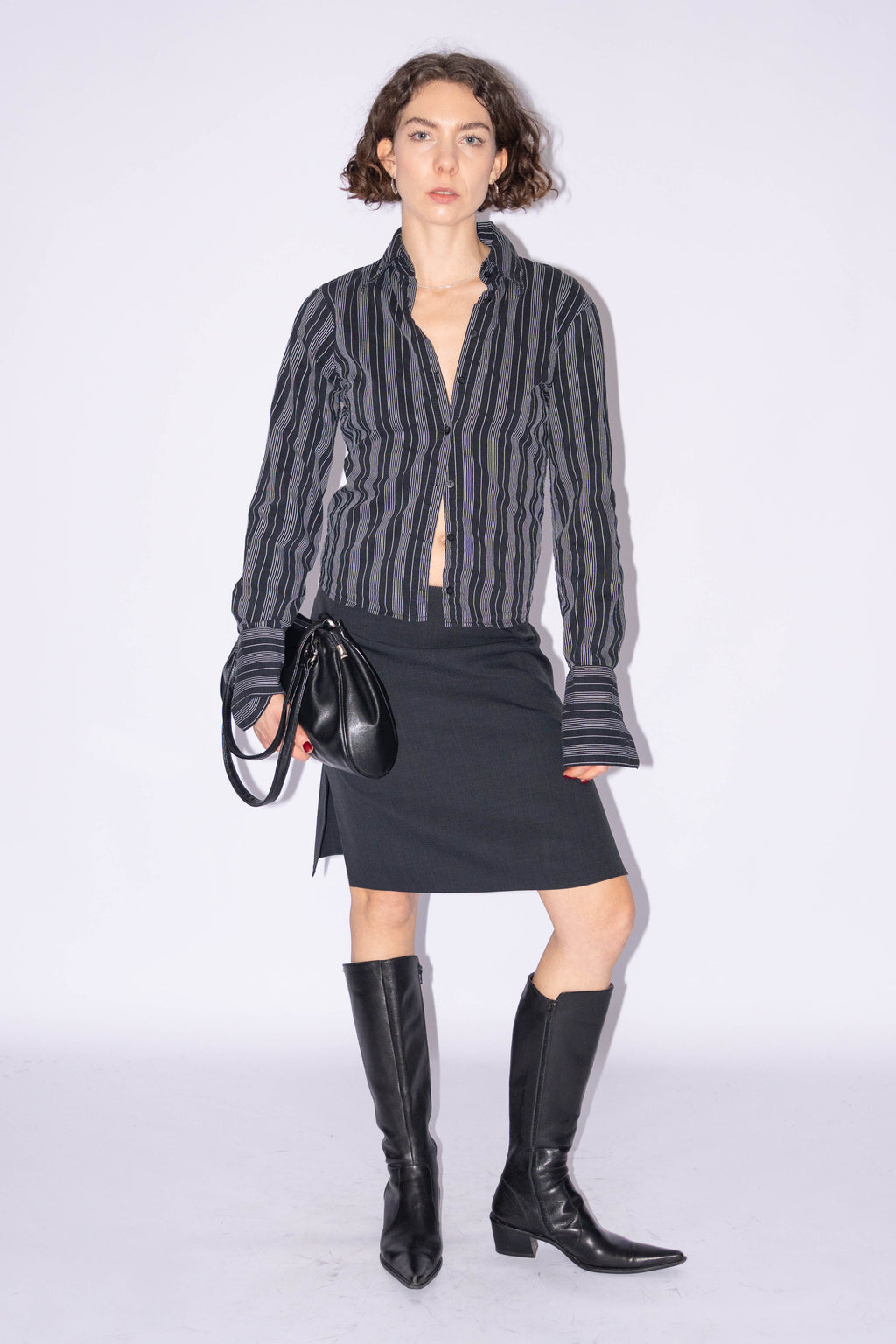 Black Striped Blouse - Size M