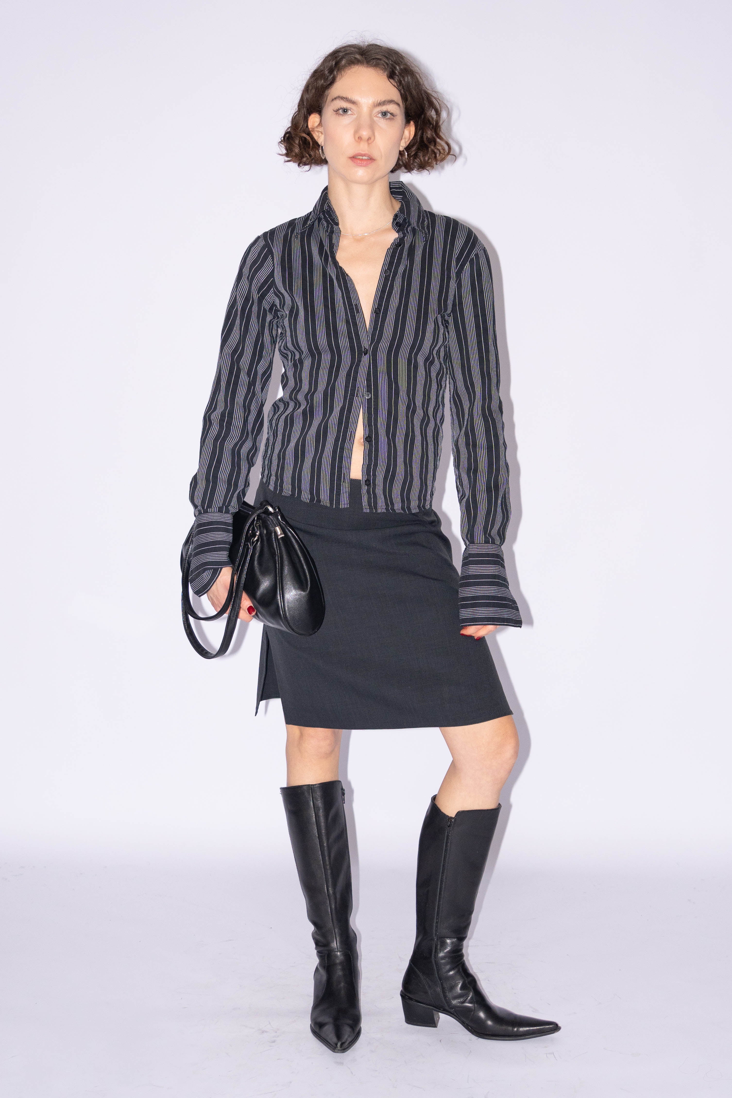 Black Striped Blouse - Size M