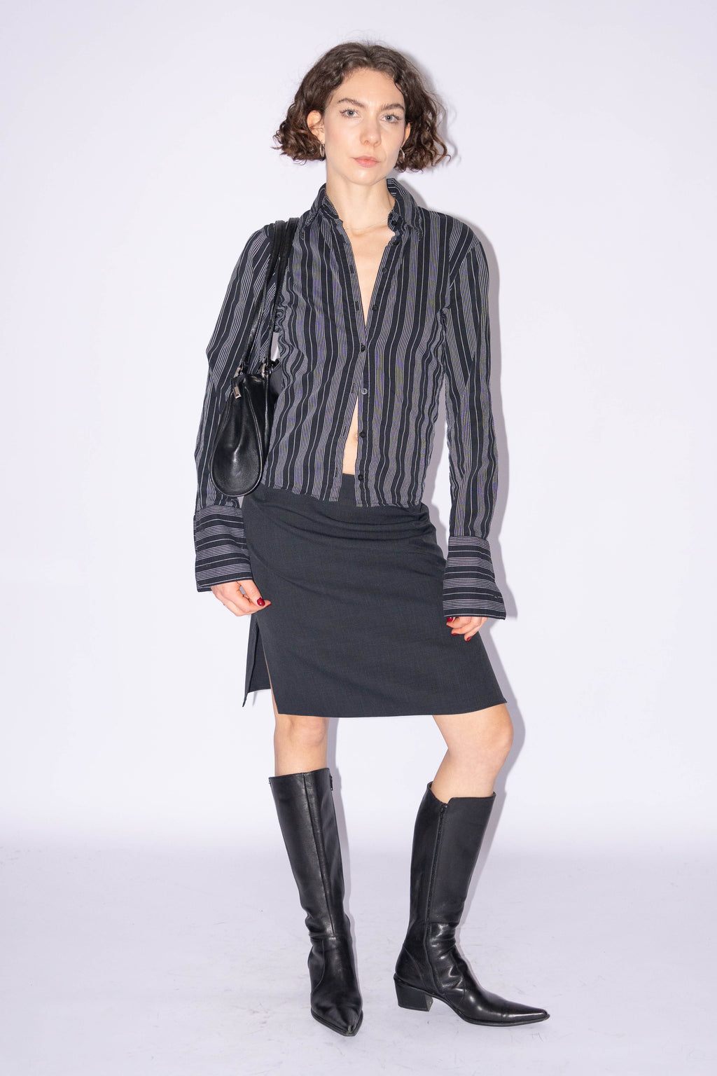 Black Striped Blouse - Size M