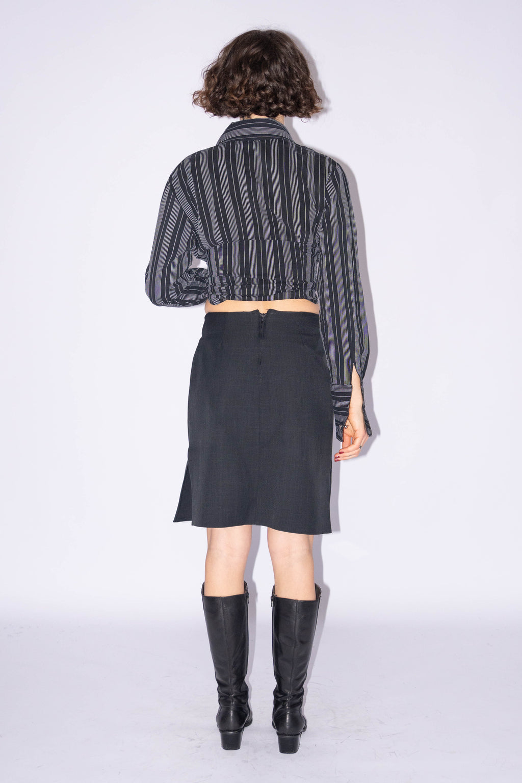 Dark Grey Midi Skirt With Split - Size M