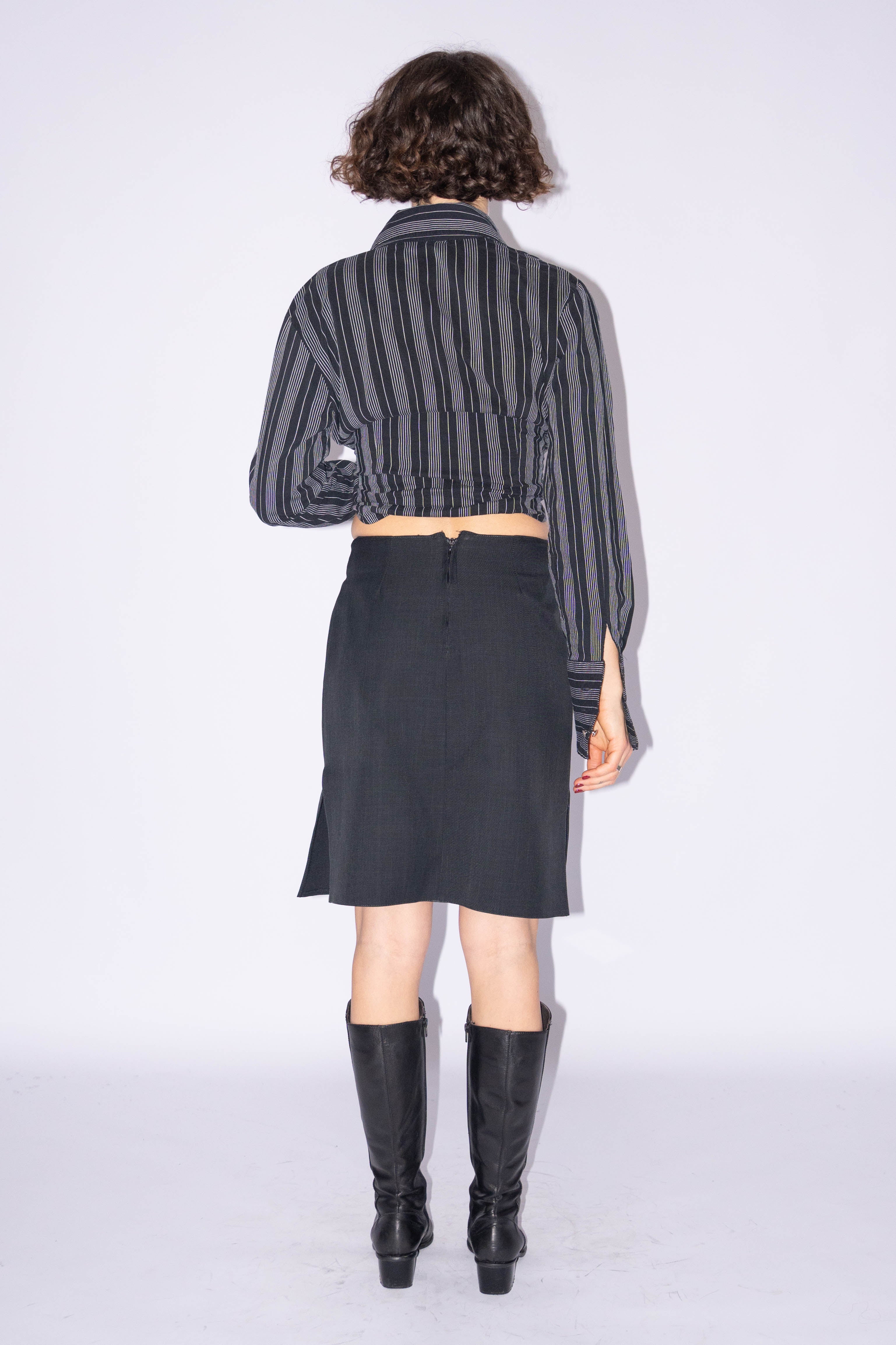 Dark Grey Midi Skirt With Split