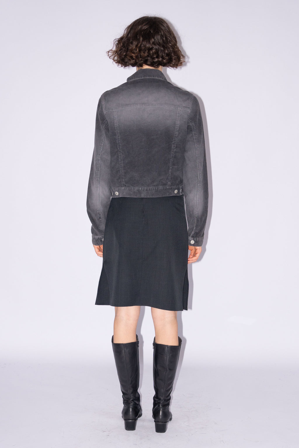Grey Ribbed Jacket Denim Fit - Size S