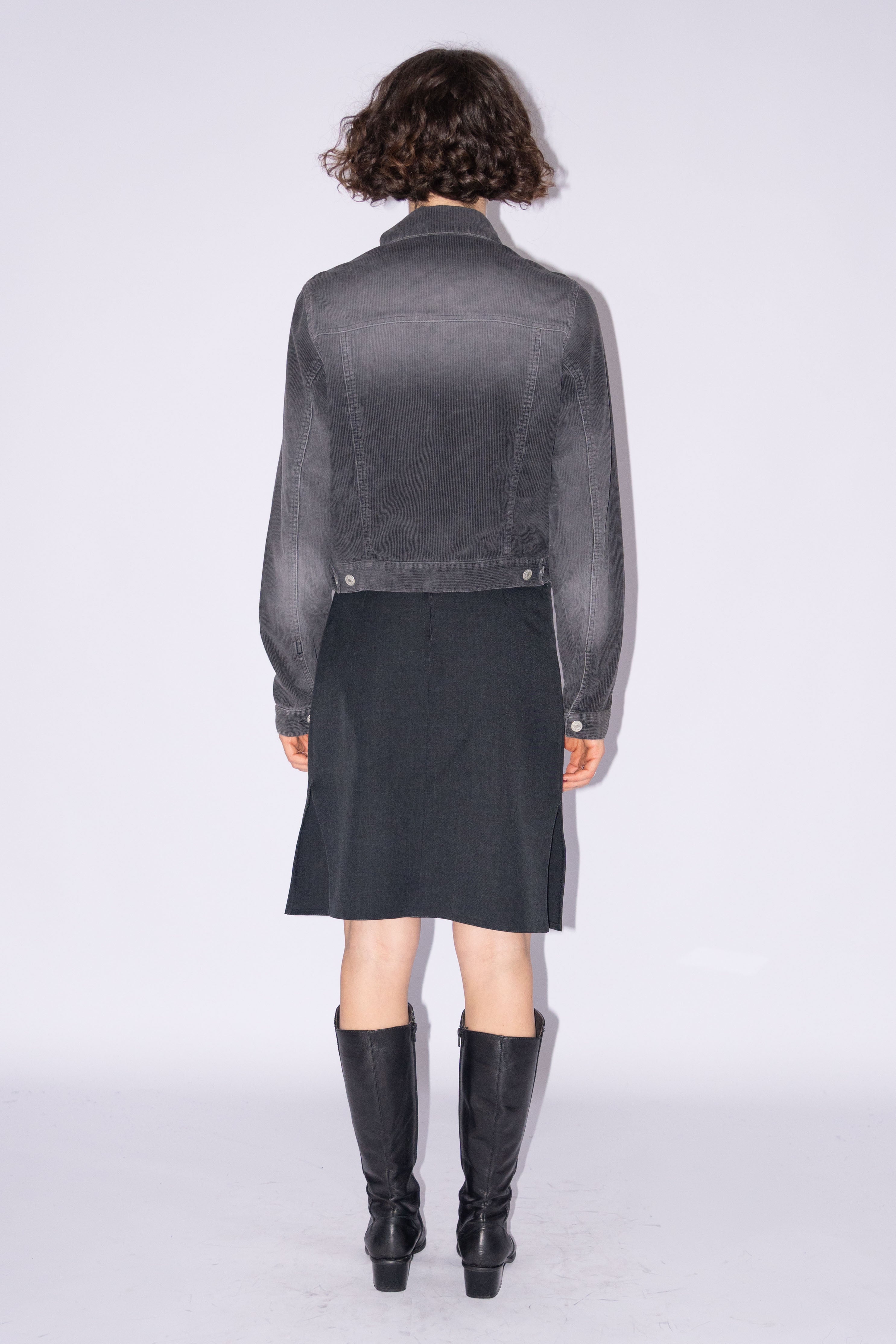 Grey Ribbed Jacket Denim Fit