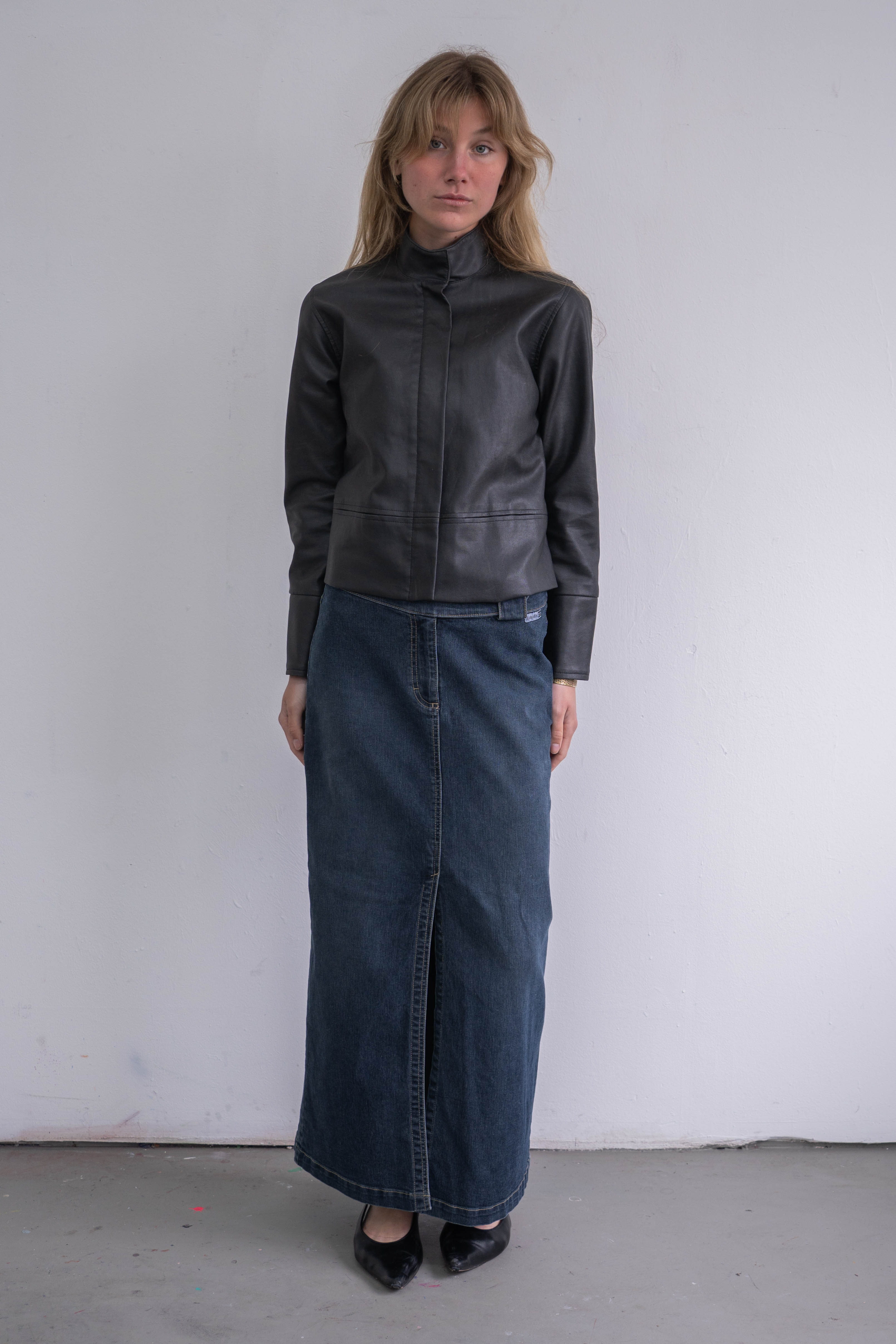 Black faux leather jacket - Size XS/S