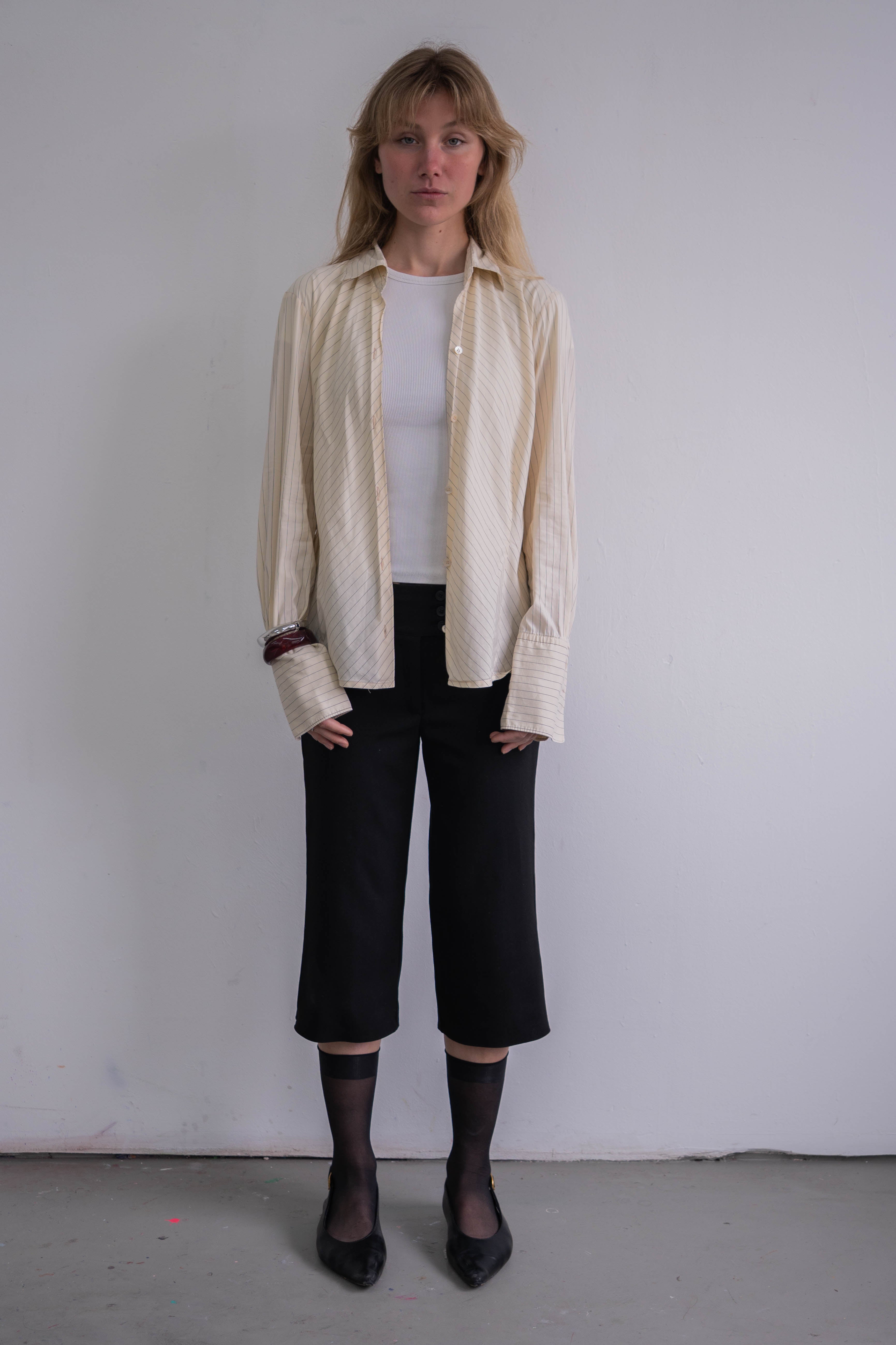 Light Yellow Blouse Diagonal Stripe - Size XL