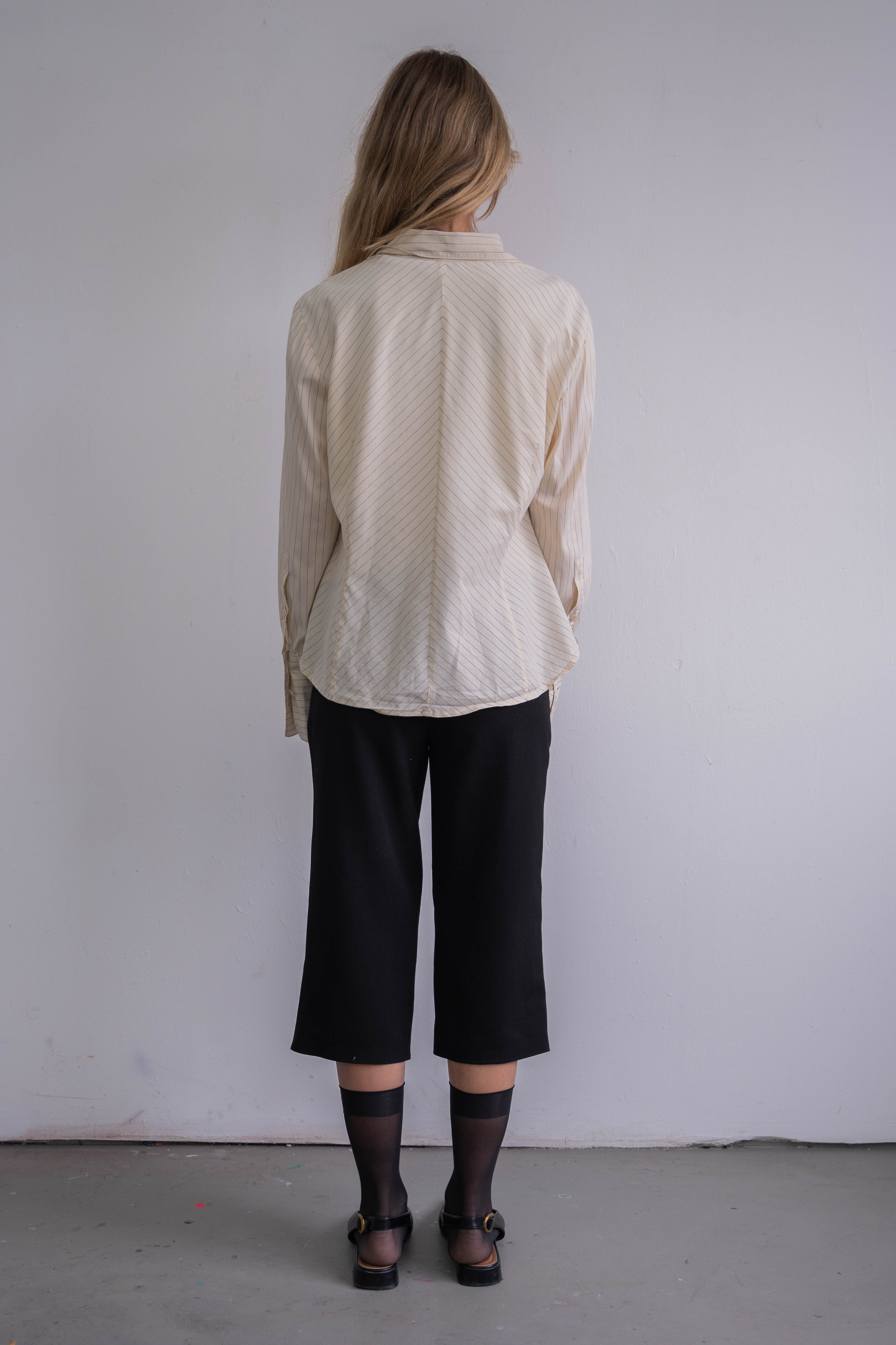 Light Yellow Blouse Diagonal Stripe - Size XL