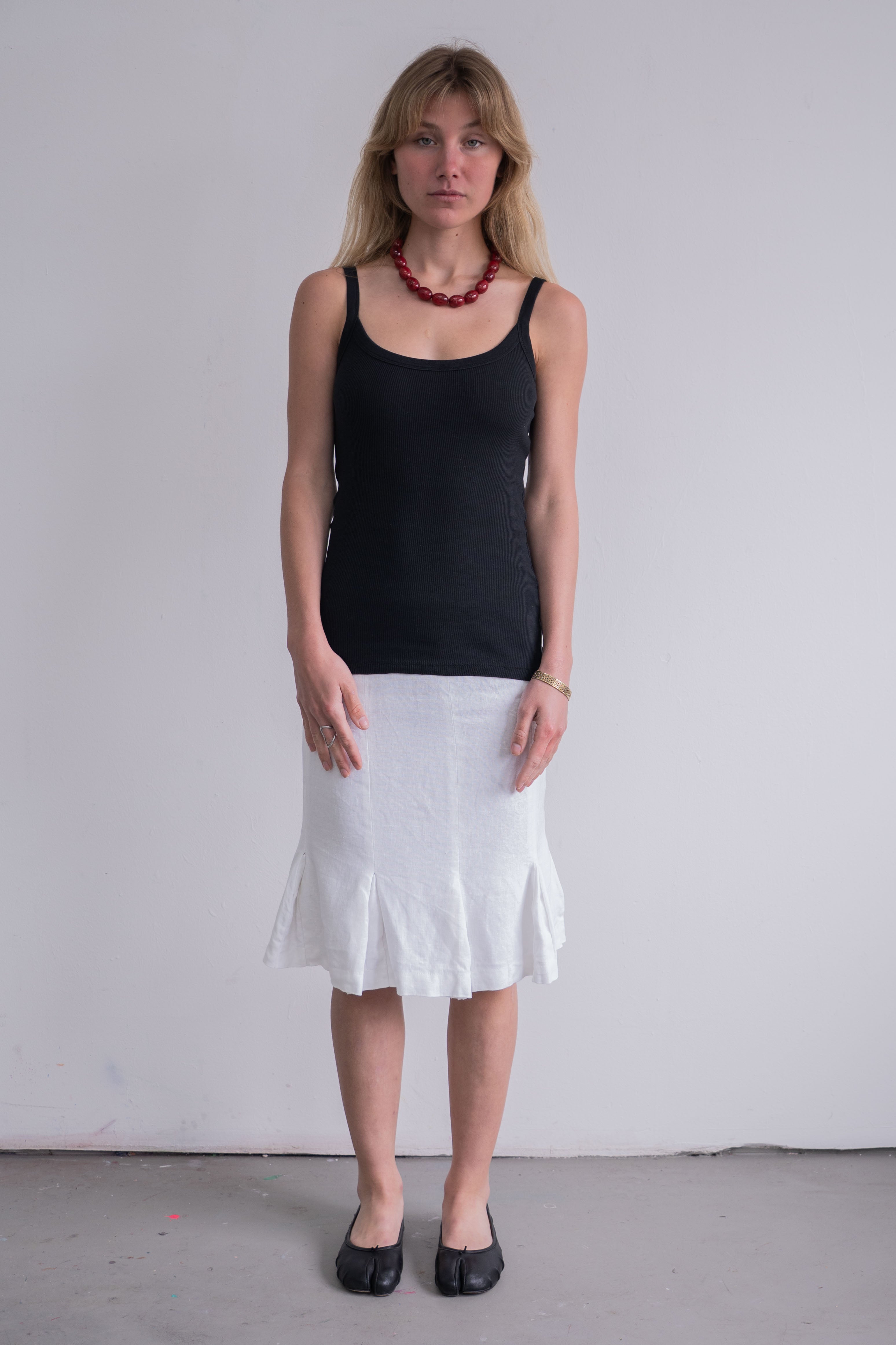 White Skirt 100% Linen - Size M