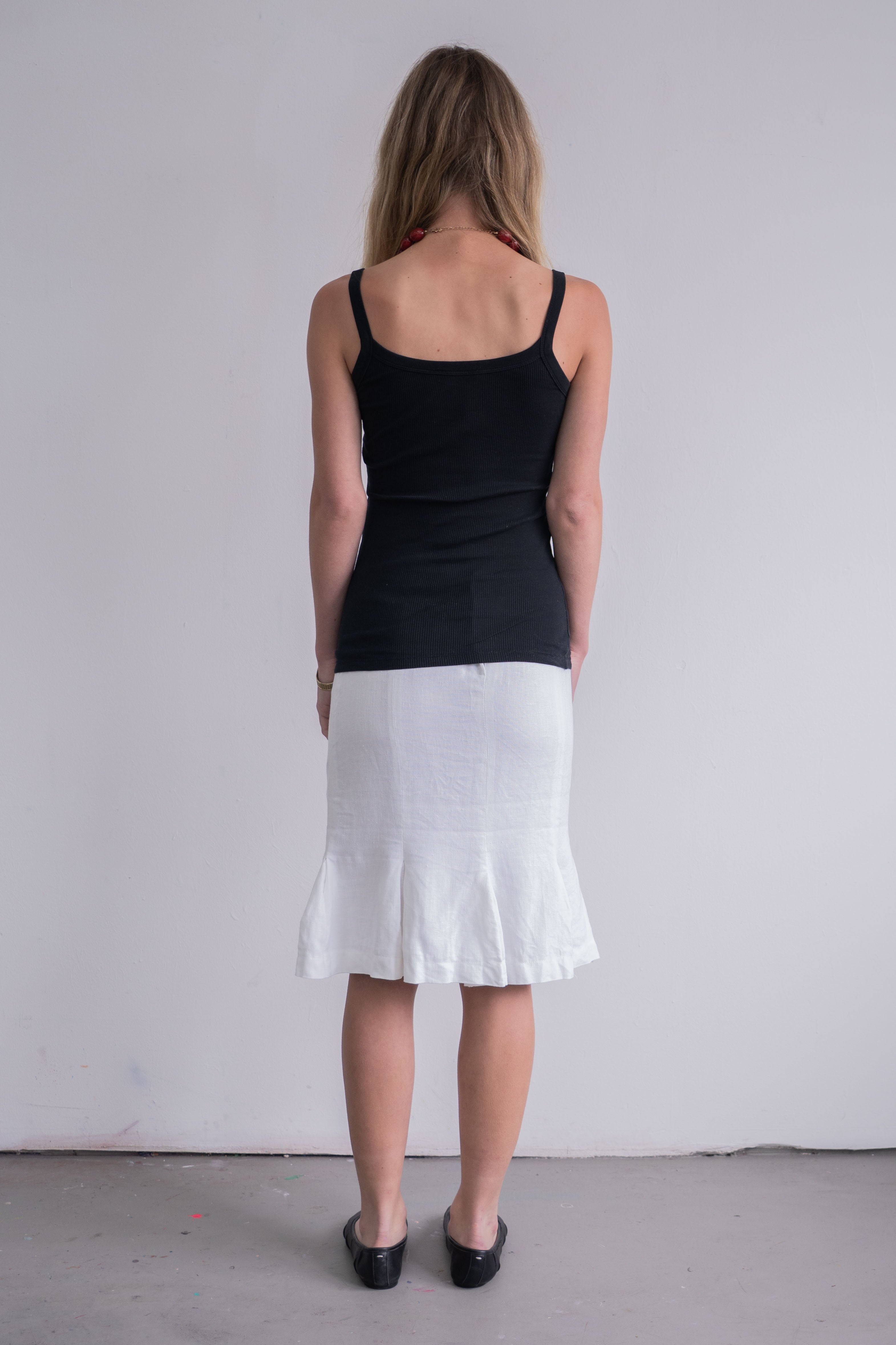 White Skirt 100% Linen - Size M