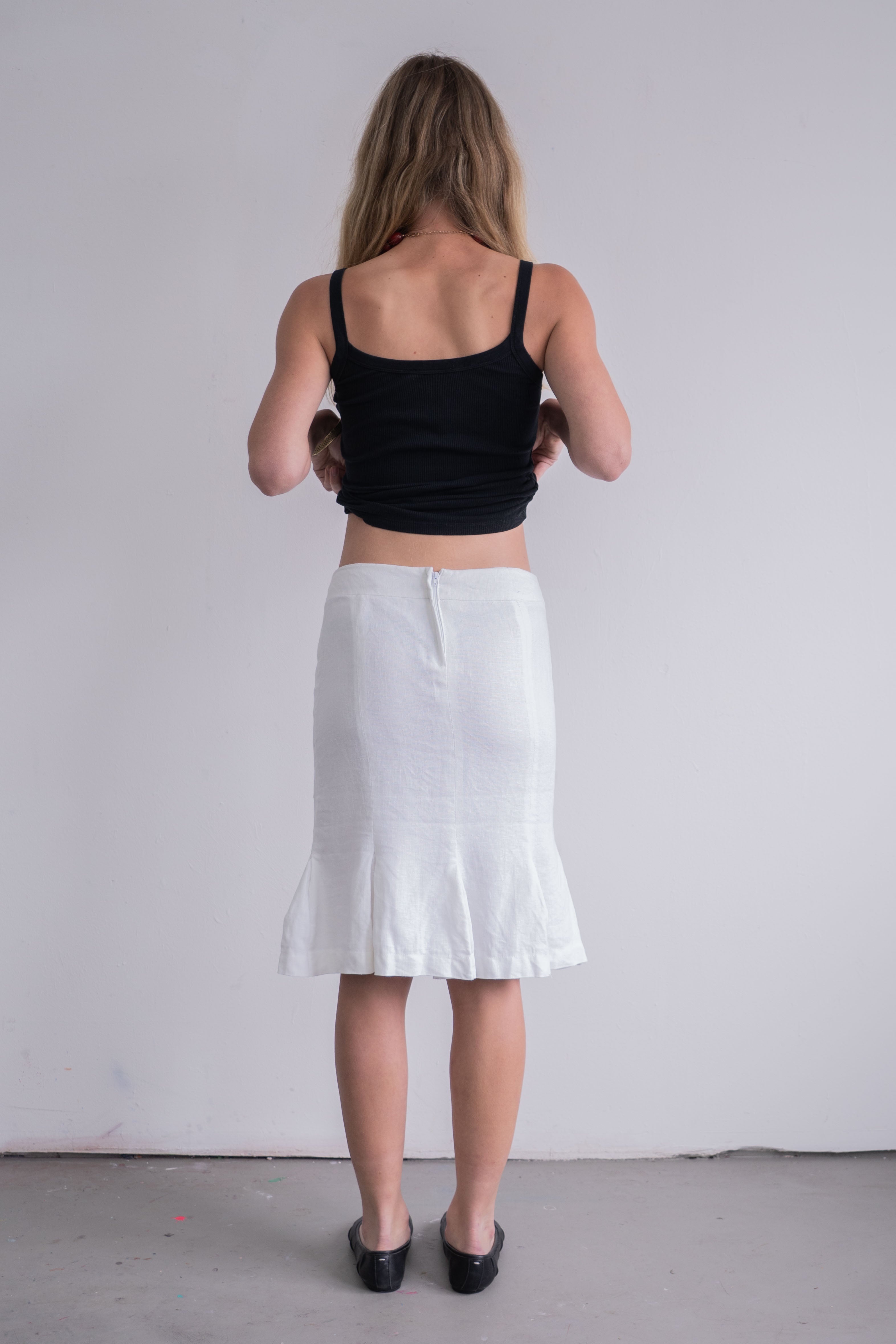 White Skirt 100% Linen - Size M