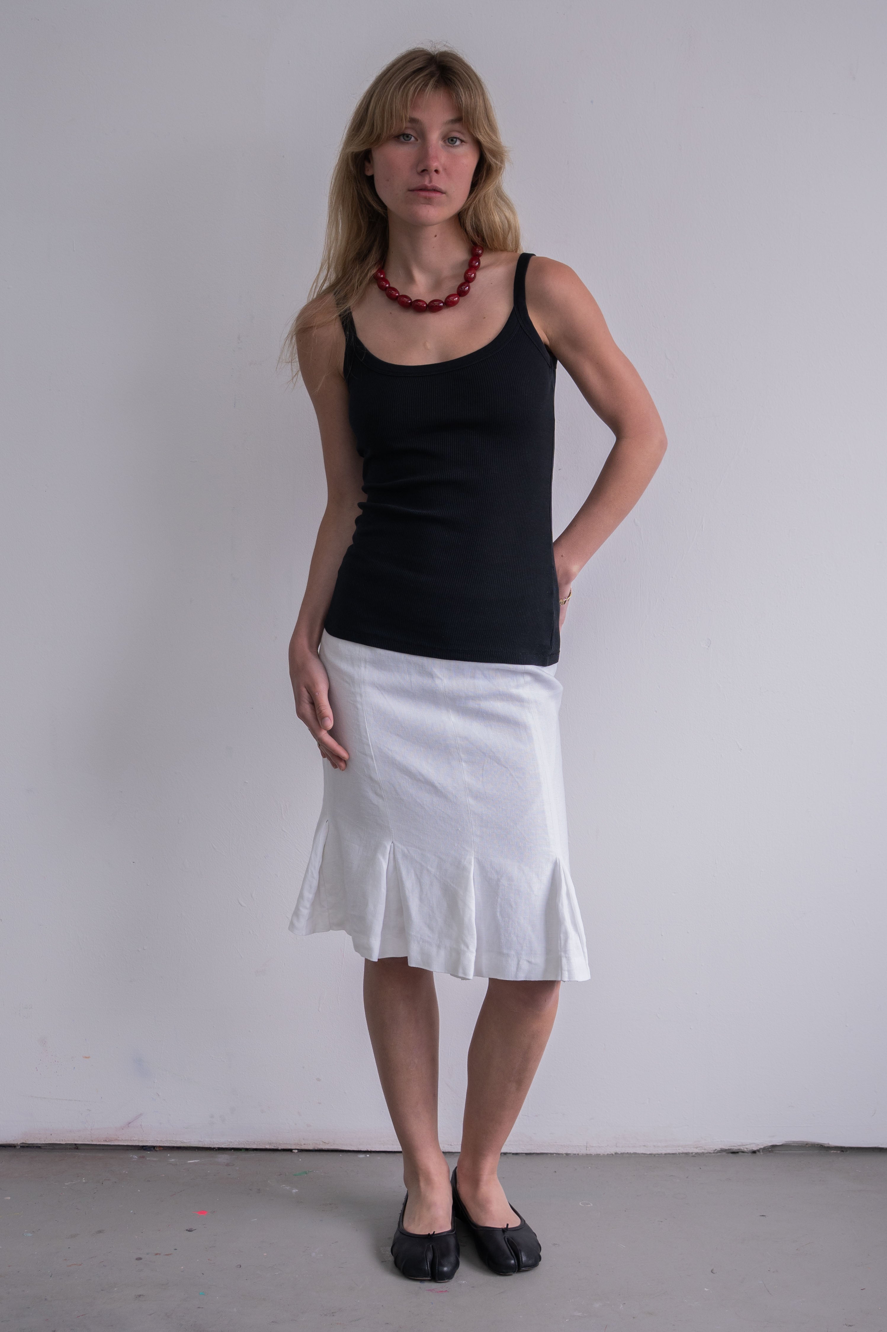 White Skirt 100% Linen - Size M