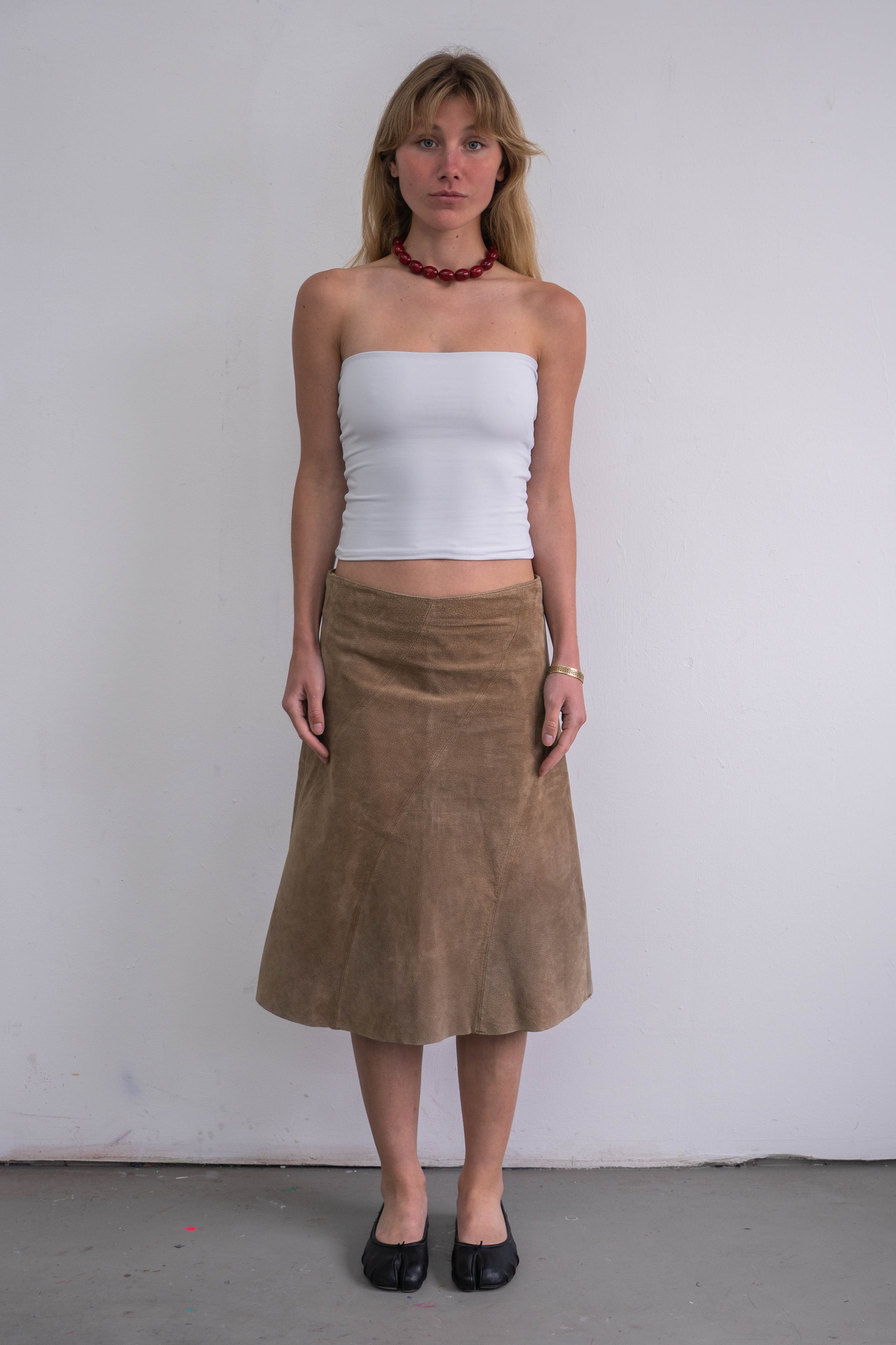 Suede Light Brown Skirt - Size M