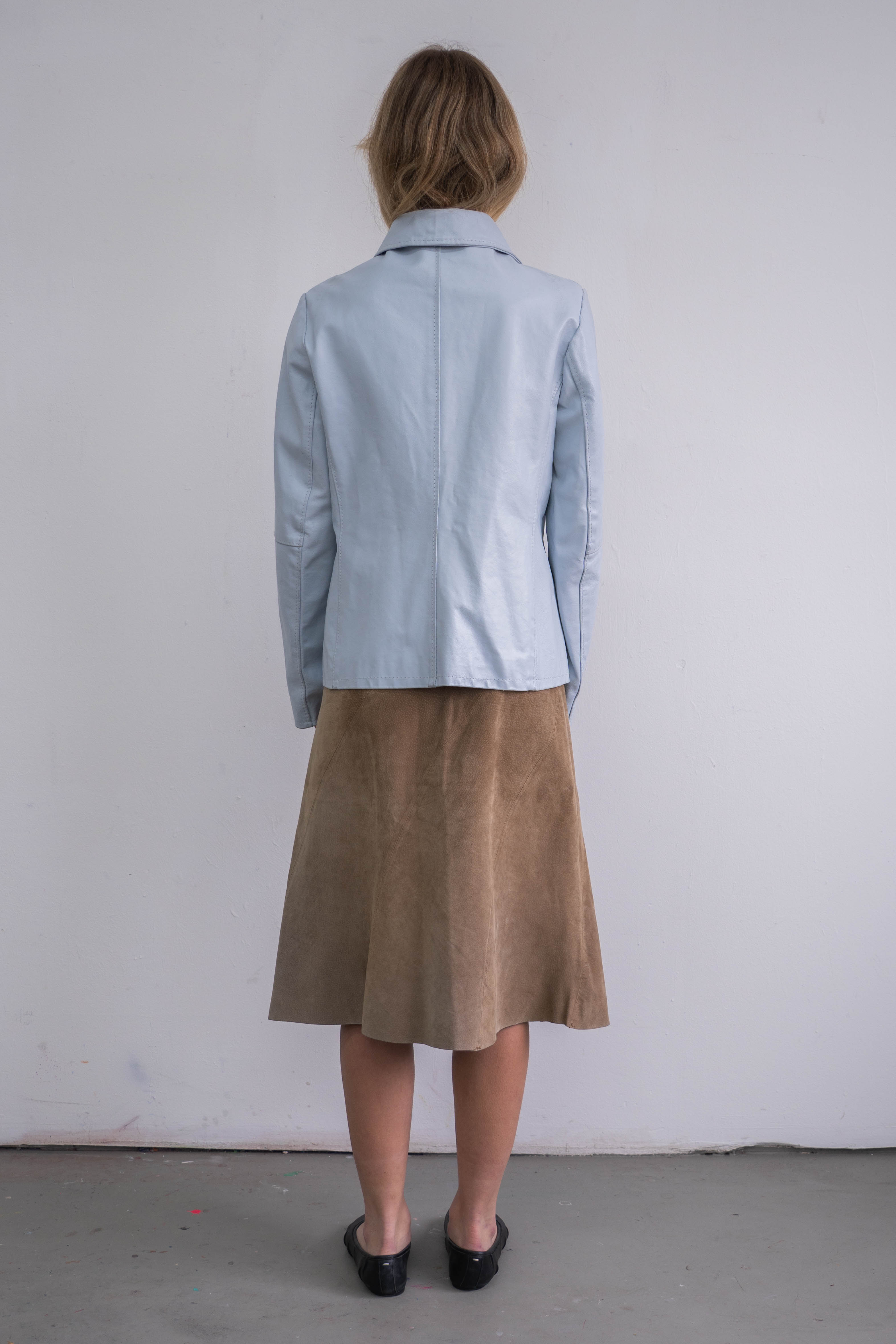 Light Blue Faux Leather Jacket - Size L