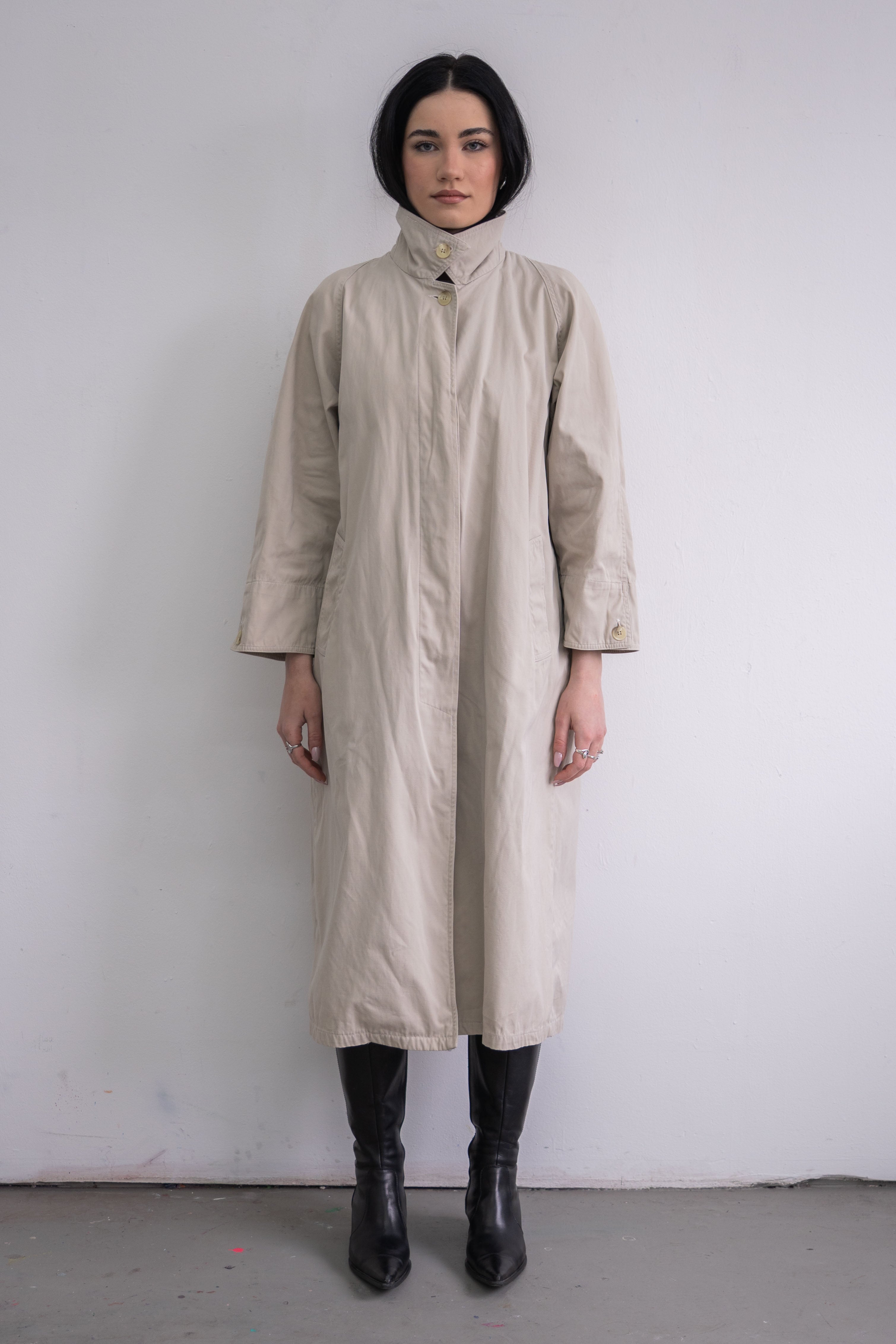 Beige Cotton Long Summer Coat - Size S/M
