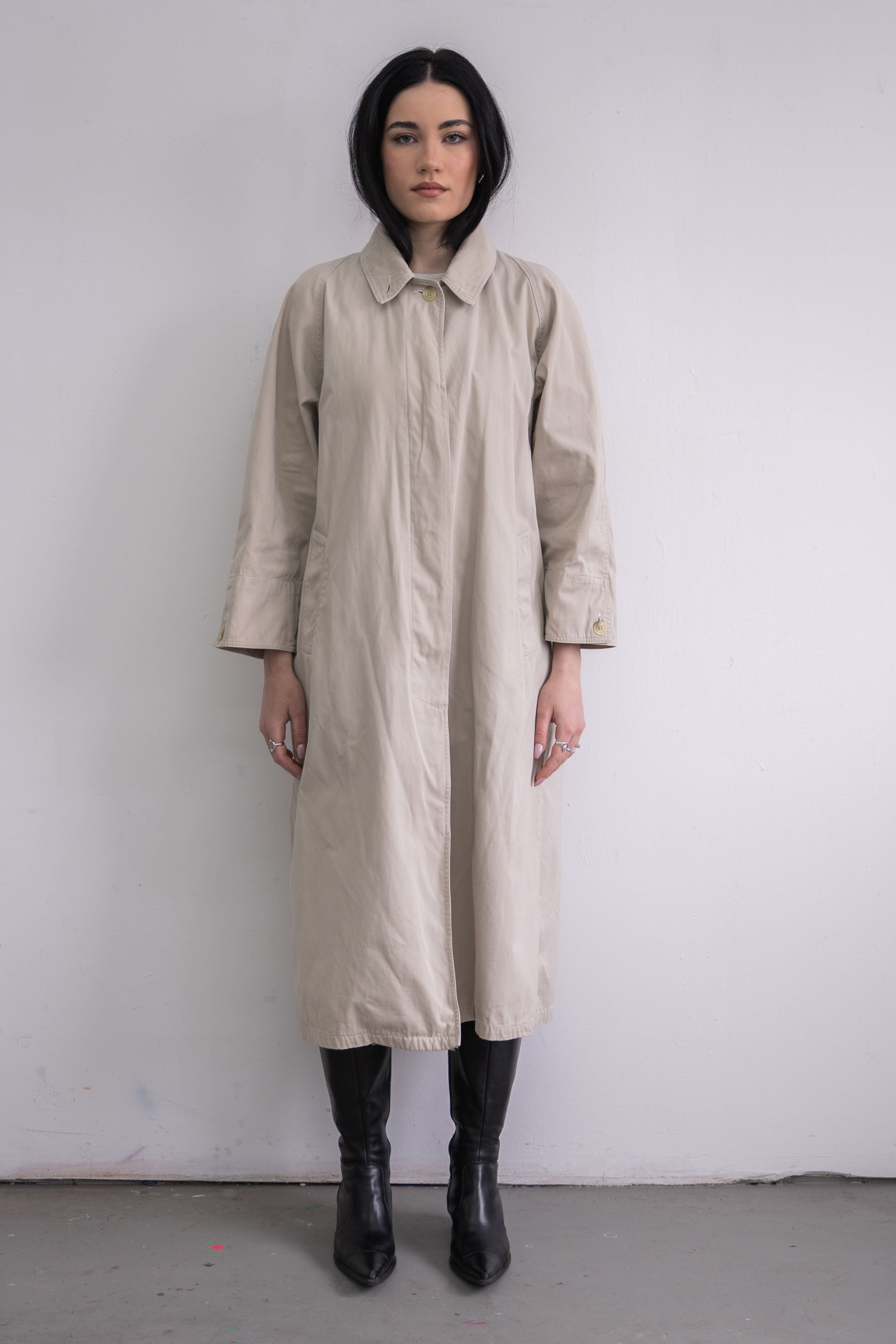 Beige Cotton Long Summer Coat - Size S/M