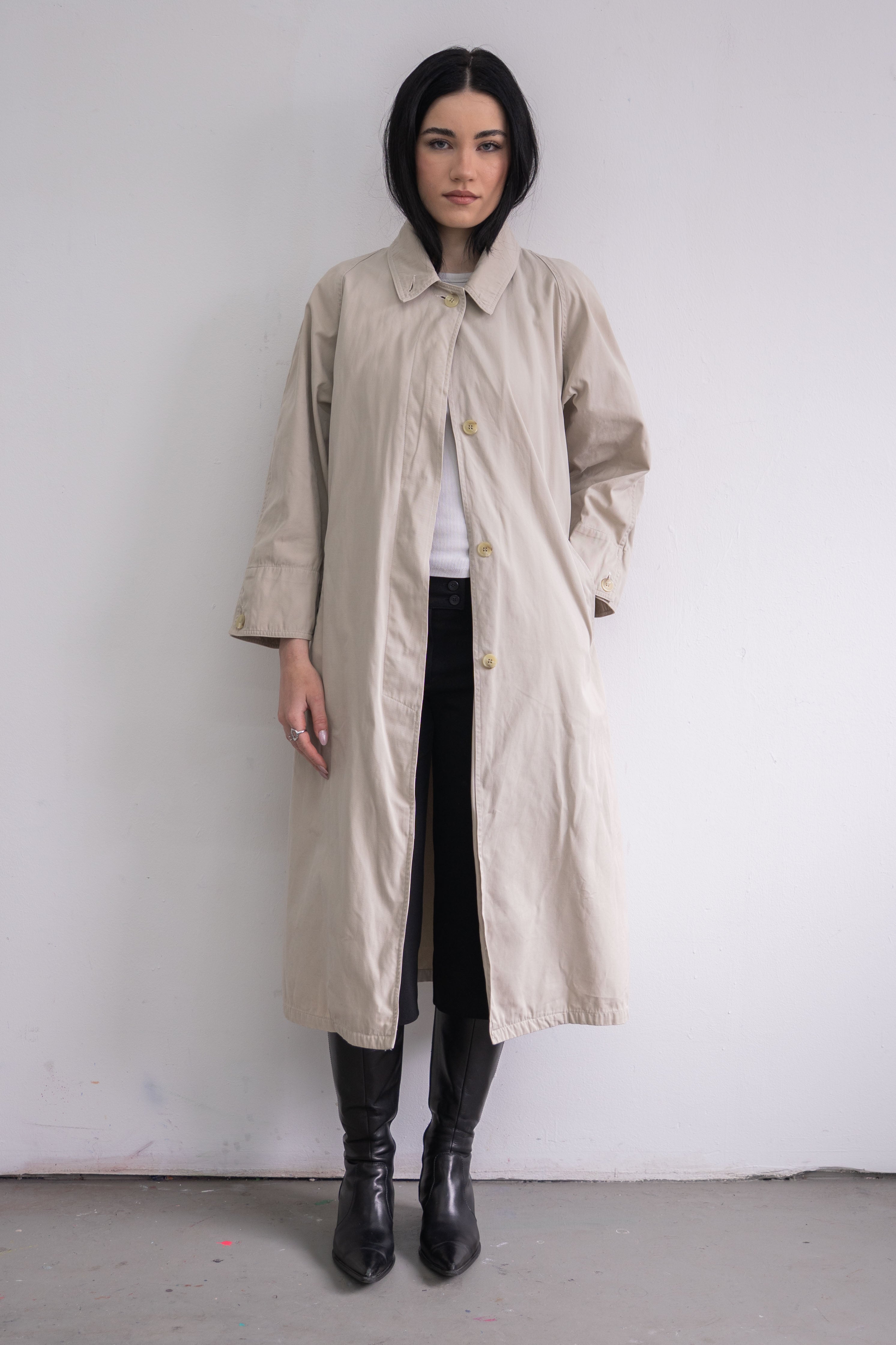 Beige Cotton Long Summer Coat - Size S/M