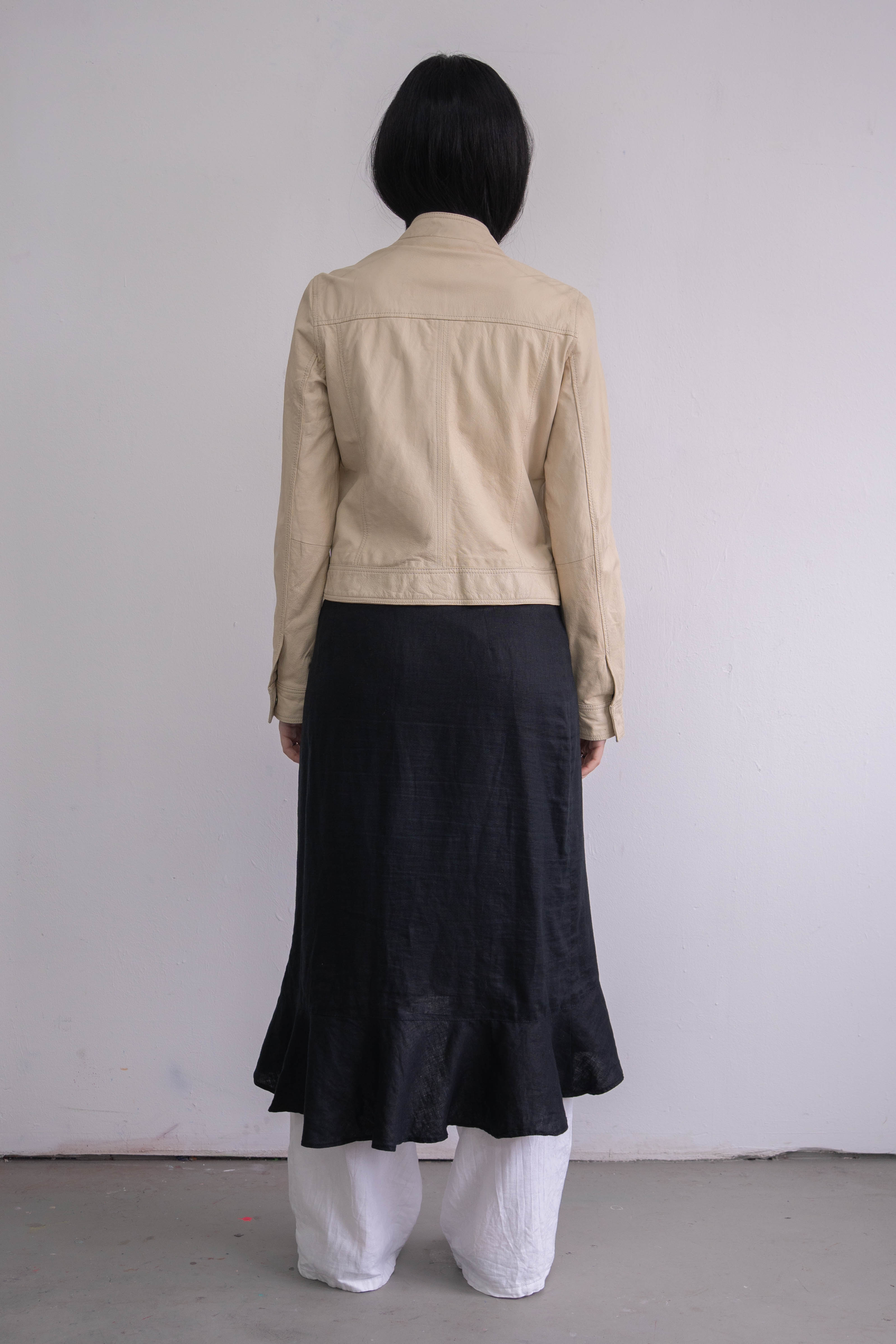 Light Yellow Leather Jacket - Size S