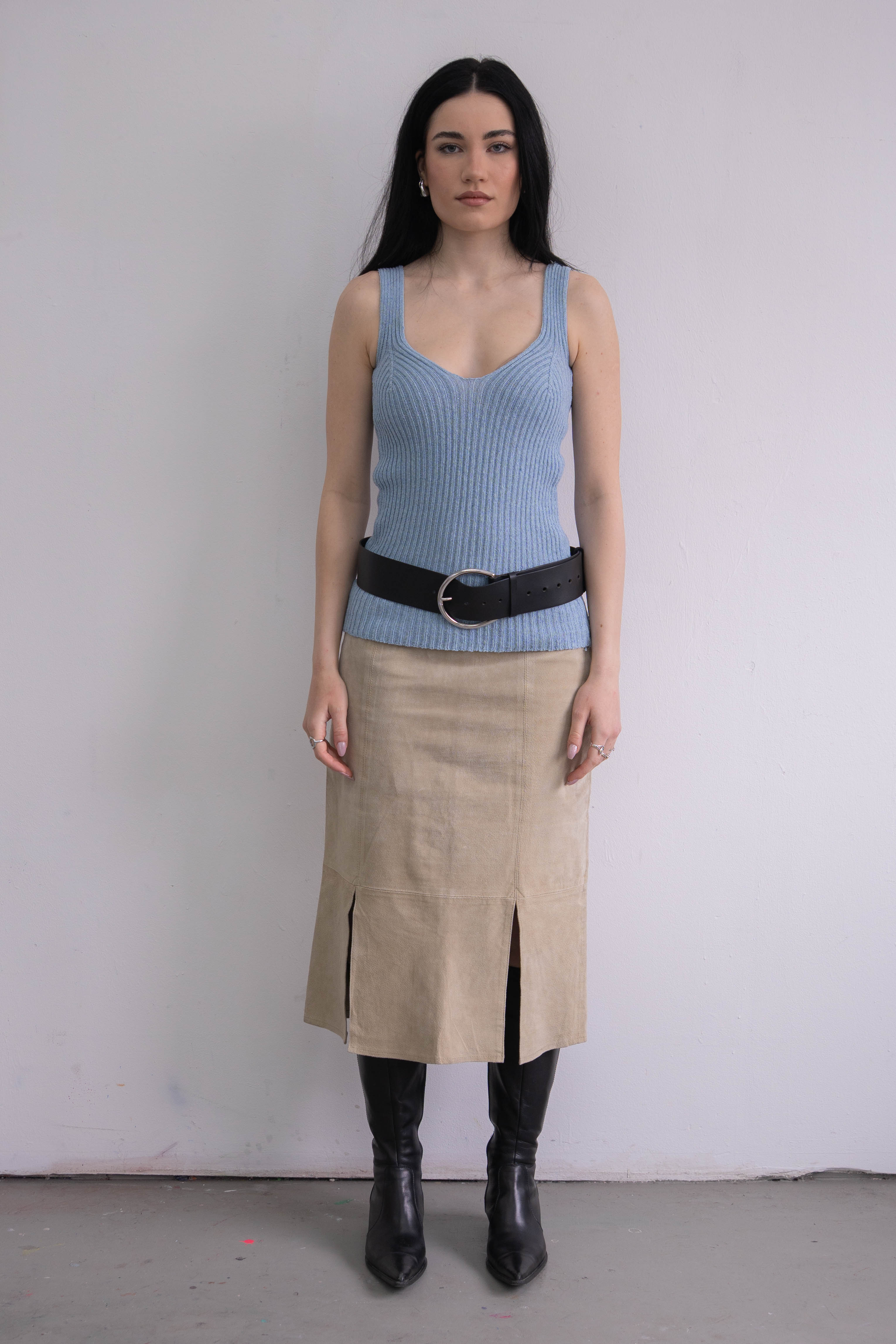 Light Blue Knit Top 10% Wool - Size S
