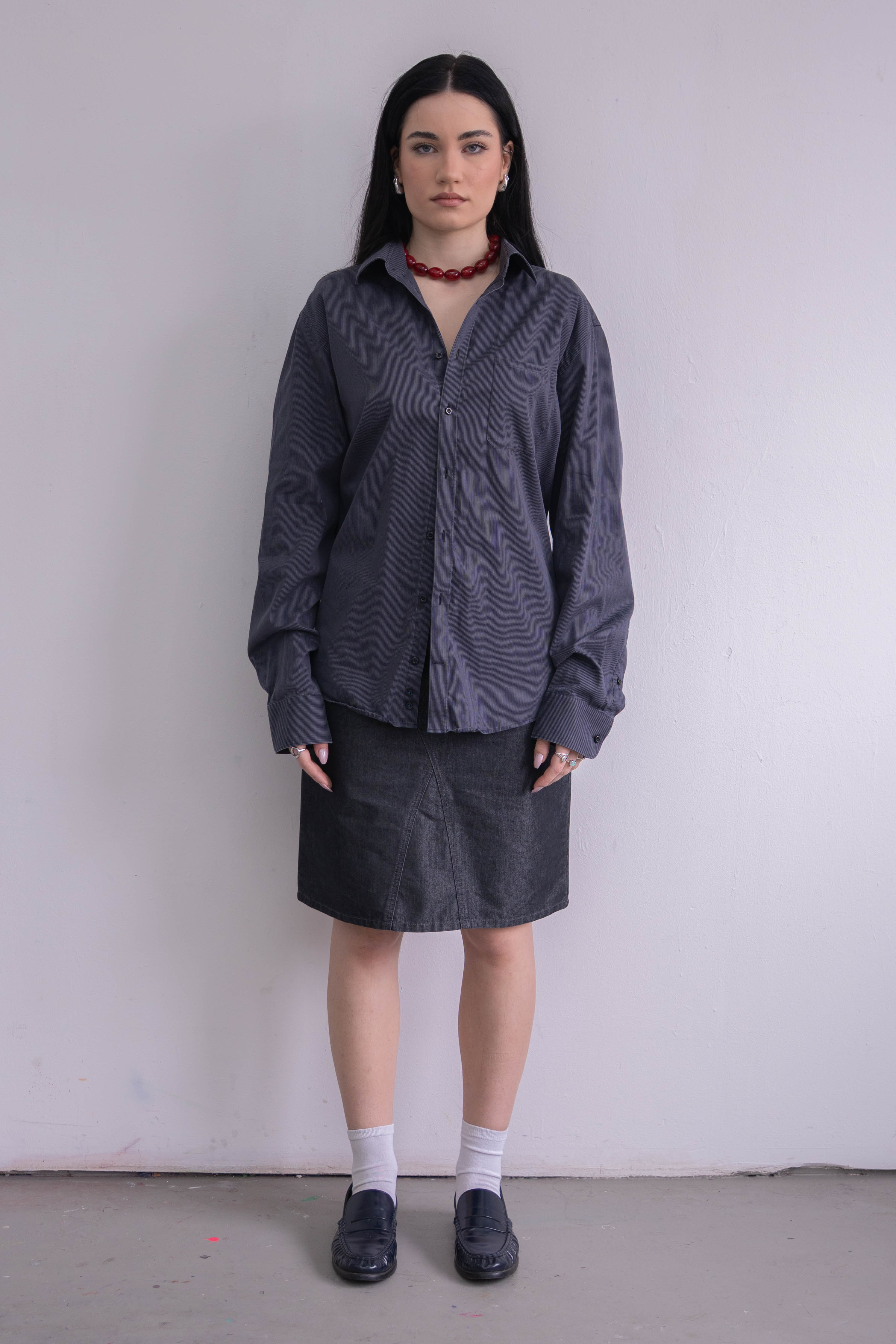 Oversized Shirt Blue Grey - Size XL