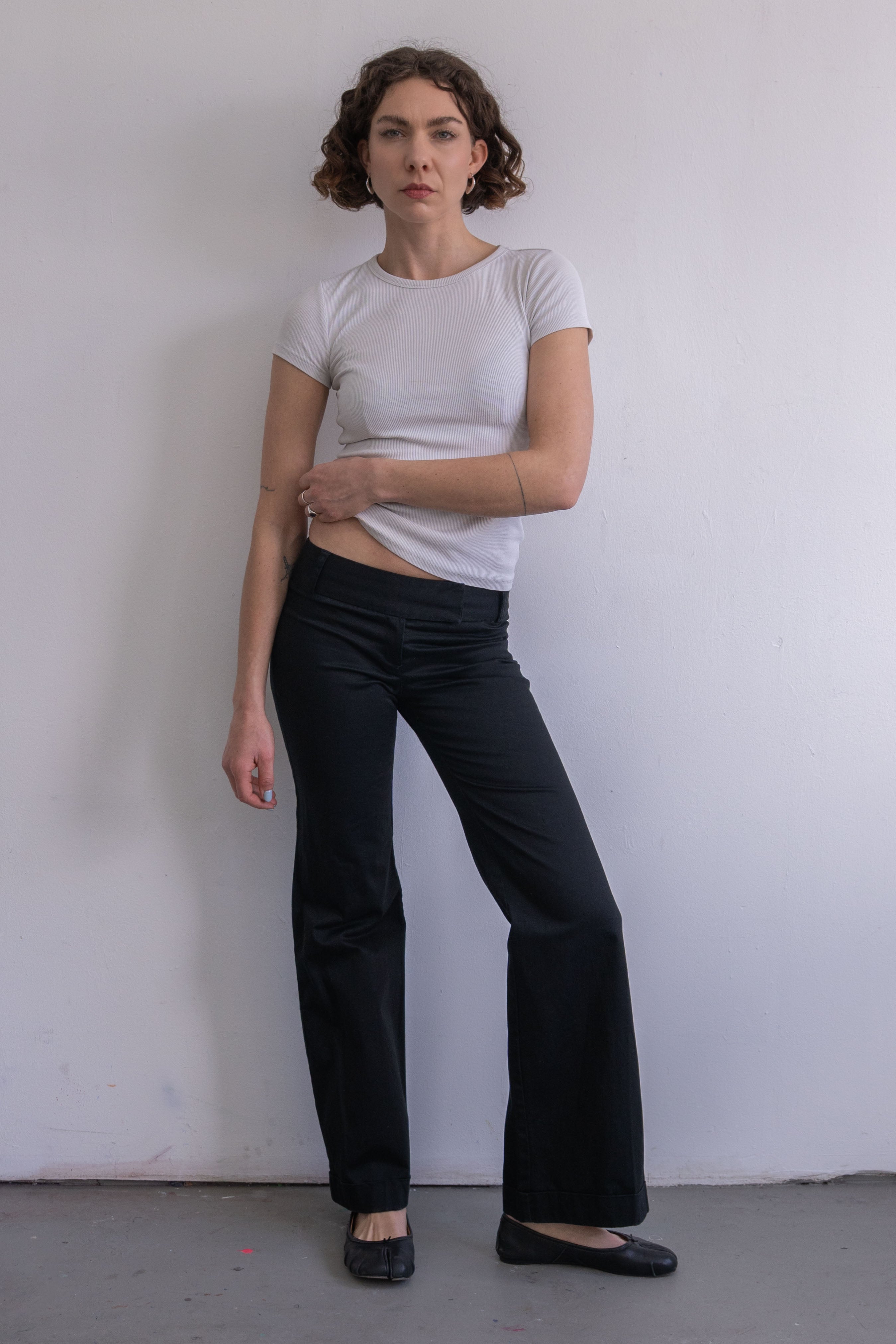 Black Flare Pants Low Waist - Size XS