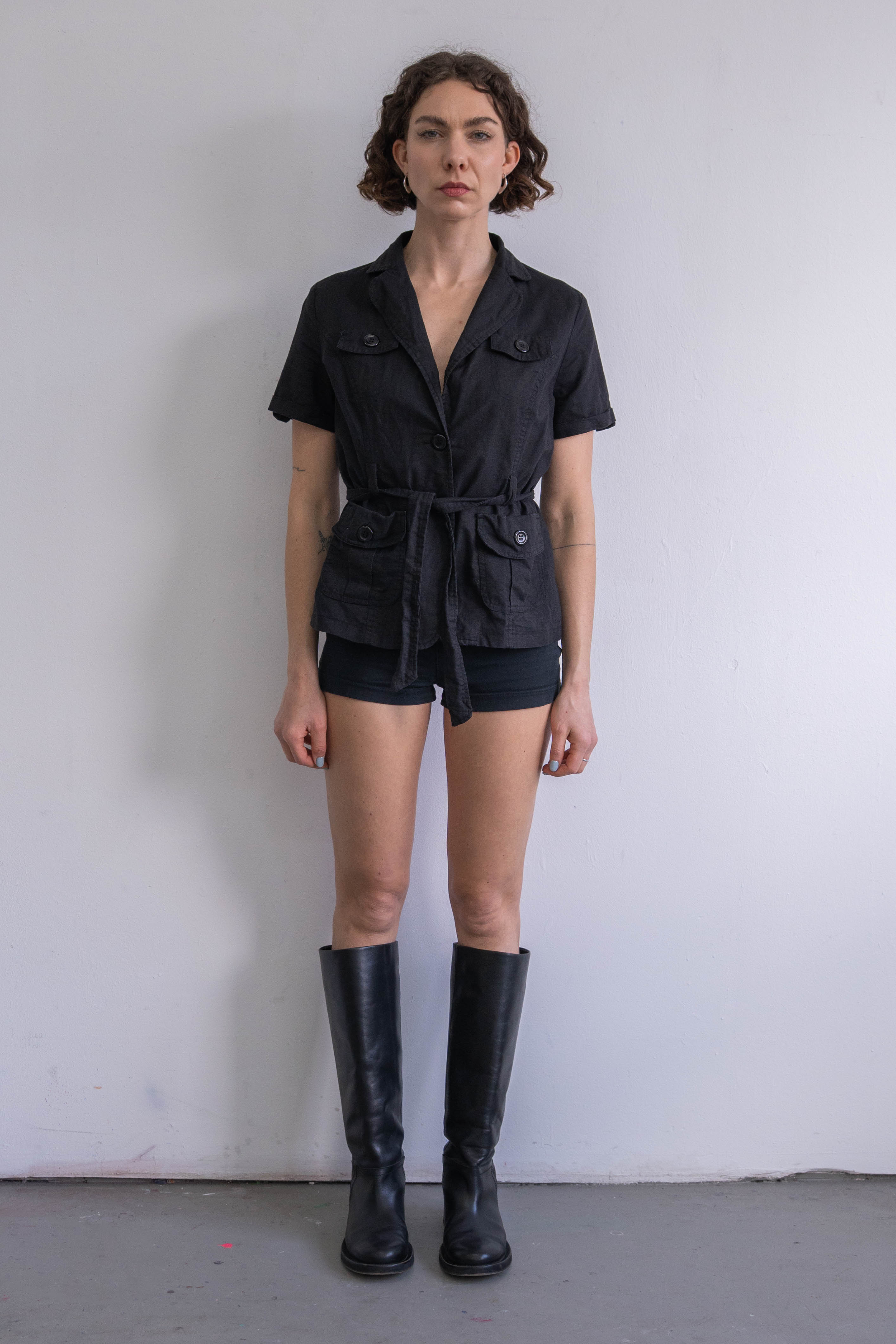 Black top Cotton/Linen - Size L