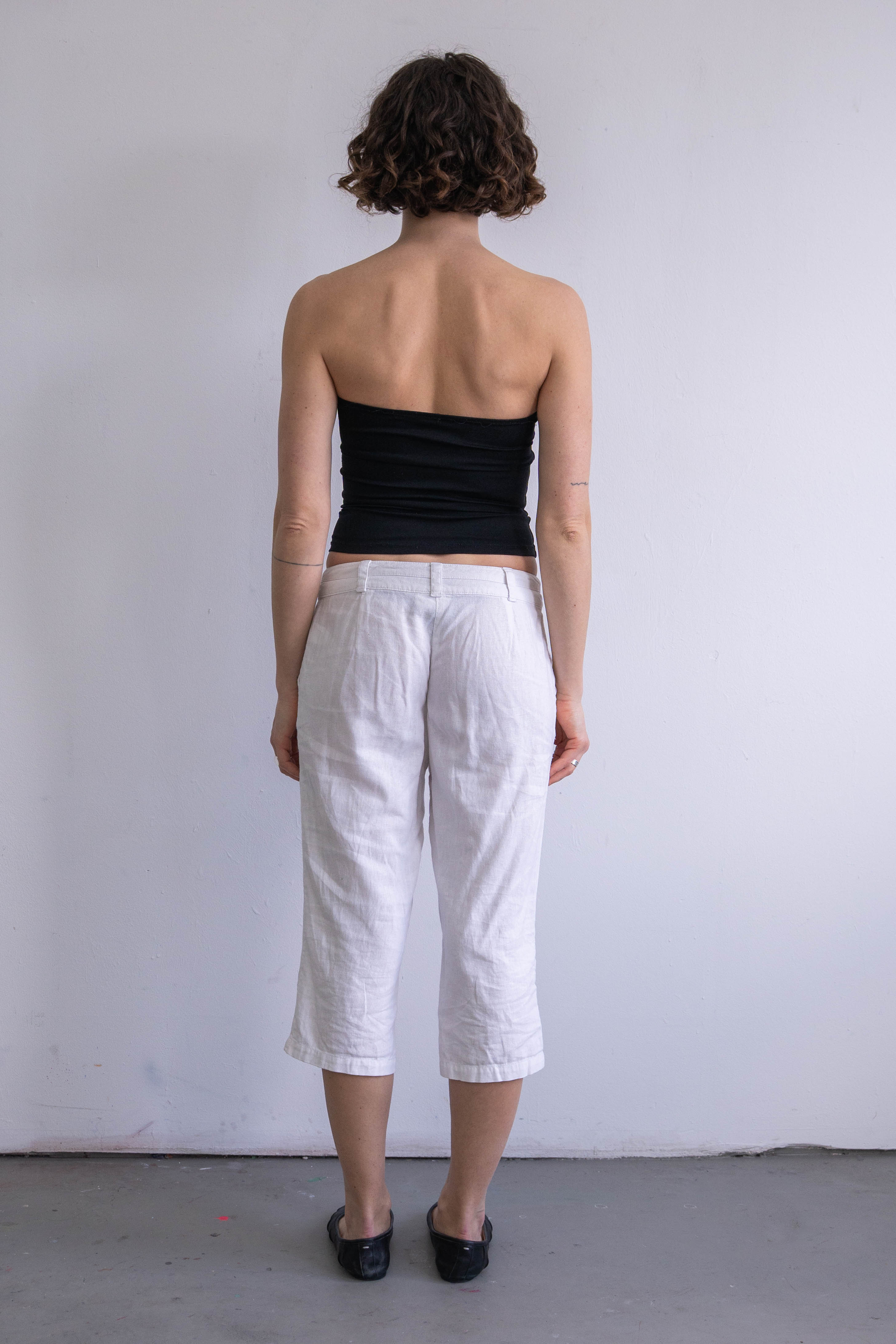 White Linen Capri - Size S