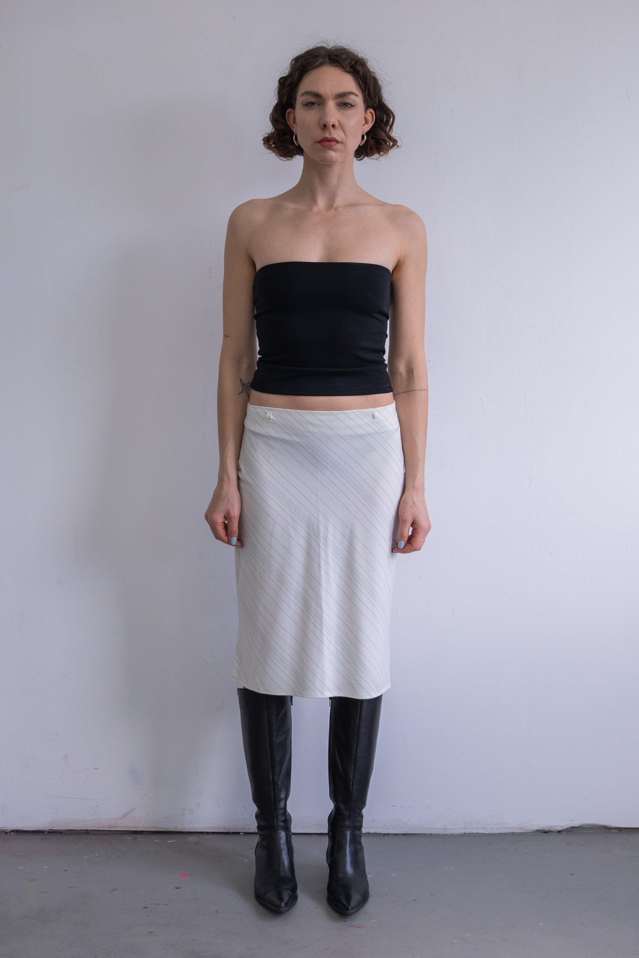 Off White Skirt Black Stripe - Size M